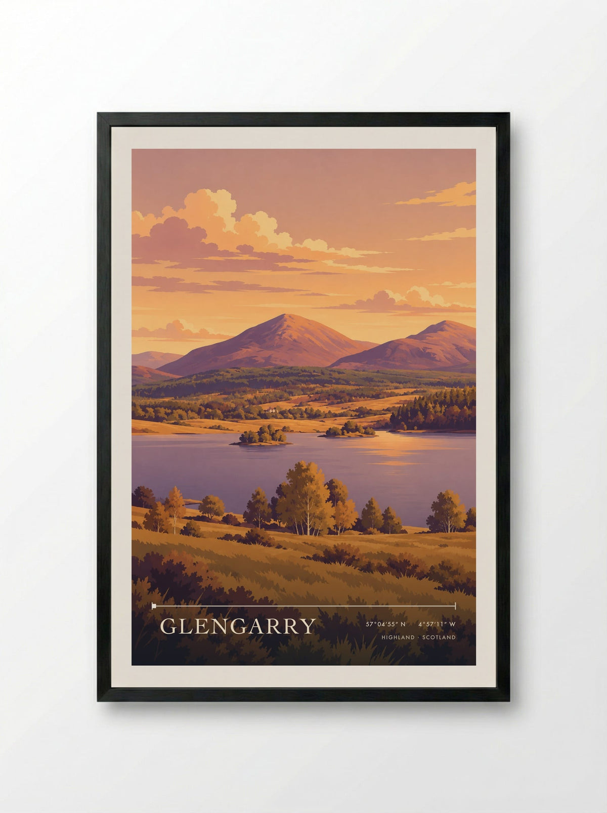 Glengarry, Highland | Travel Poster - Framed Print Black