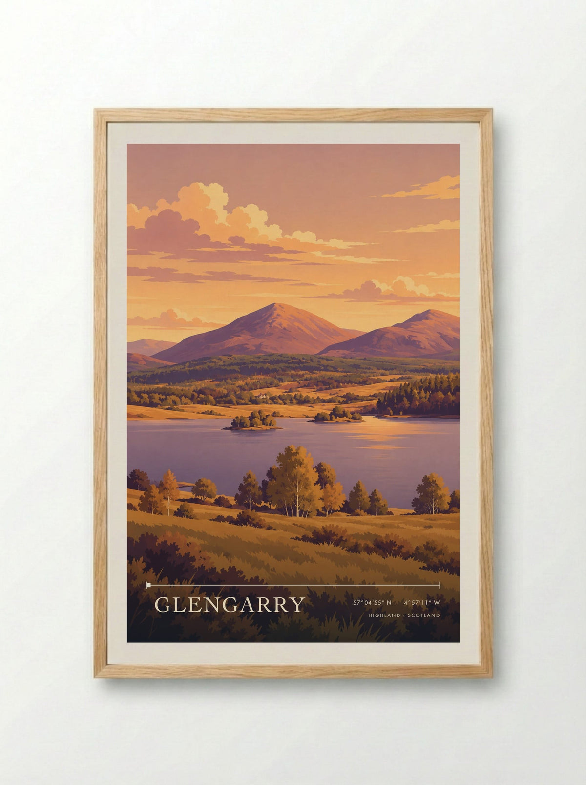 Glengarry, Highland | Travel Poster - Framed Print Wood