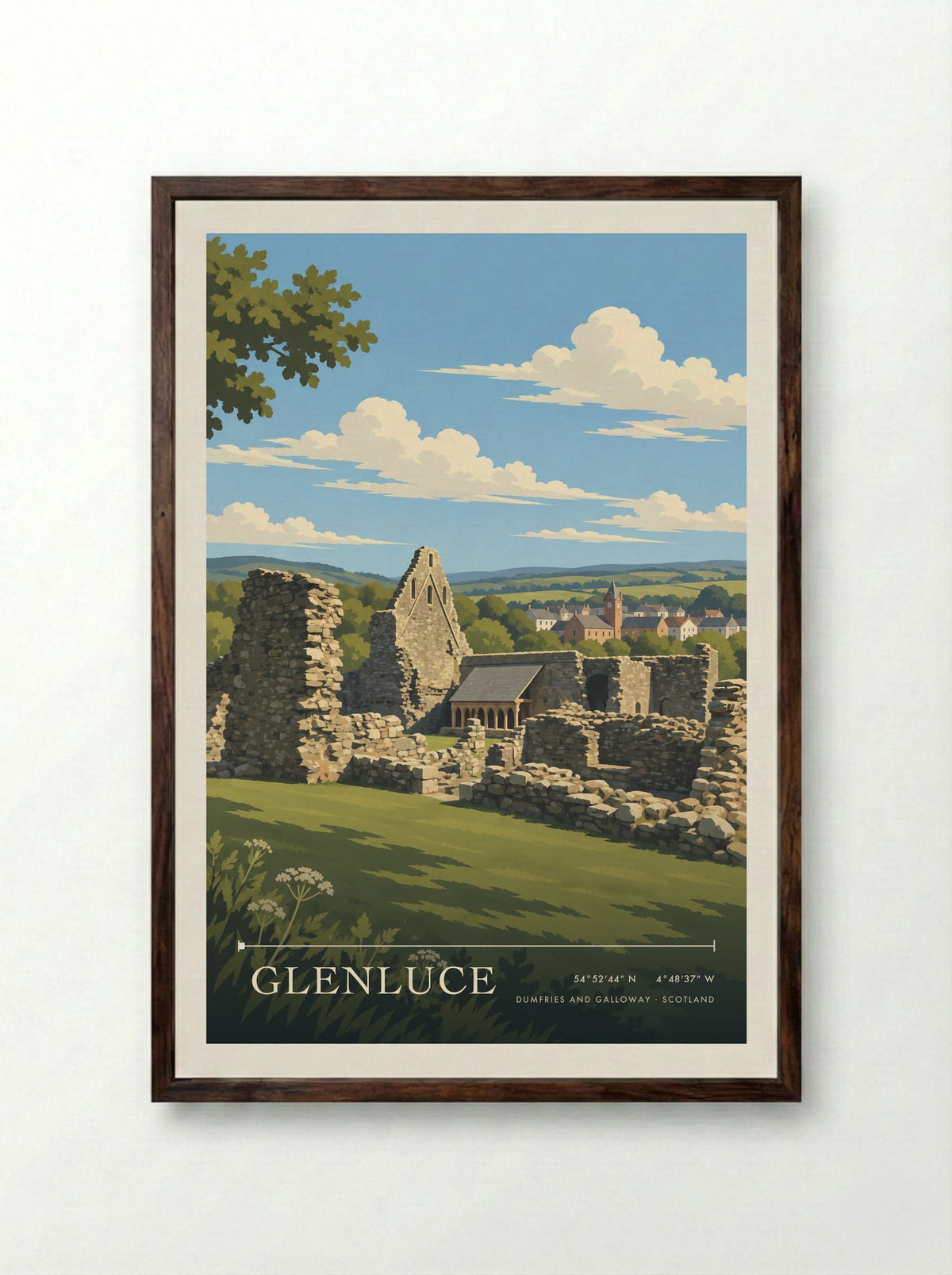 Glenluce, Dumfries and Galloway | Travel Poster - Framed Print Dark Wood