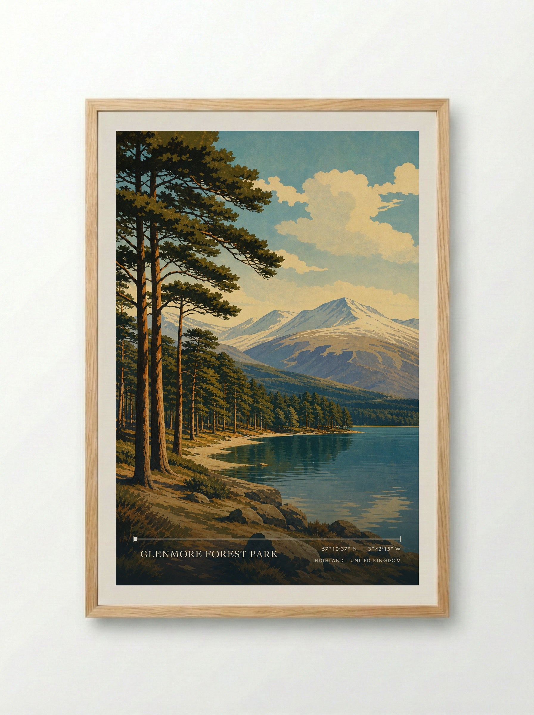 Glenmore Forest Park Highland United Kingdom Travel Poster - Framed Print Wood