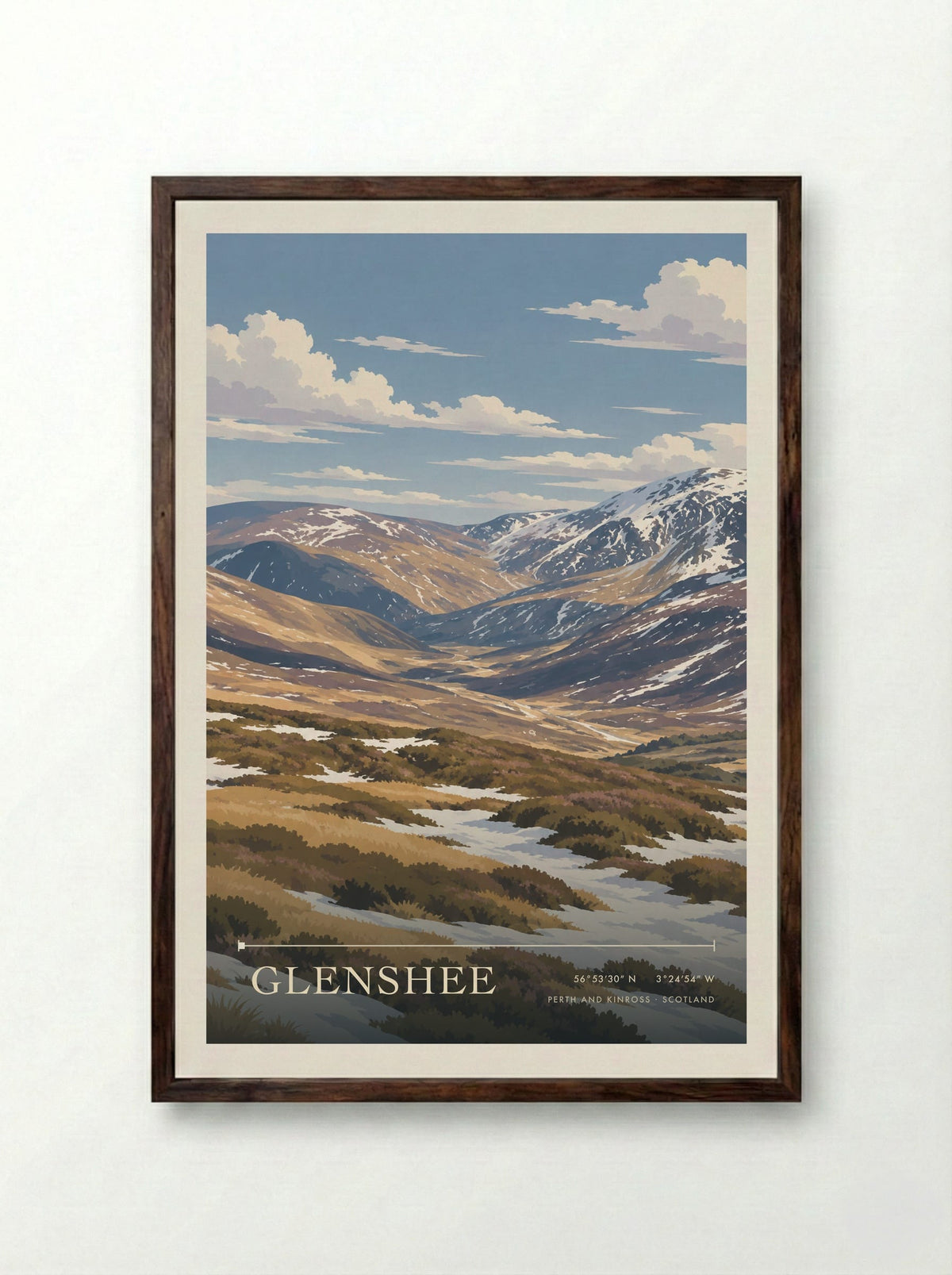 Glenshee, Perth and Kinross | Travel Poster - Framed Print Dark Wood
