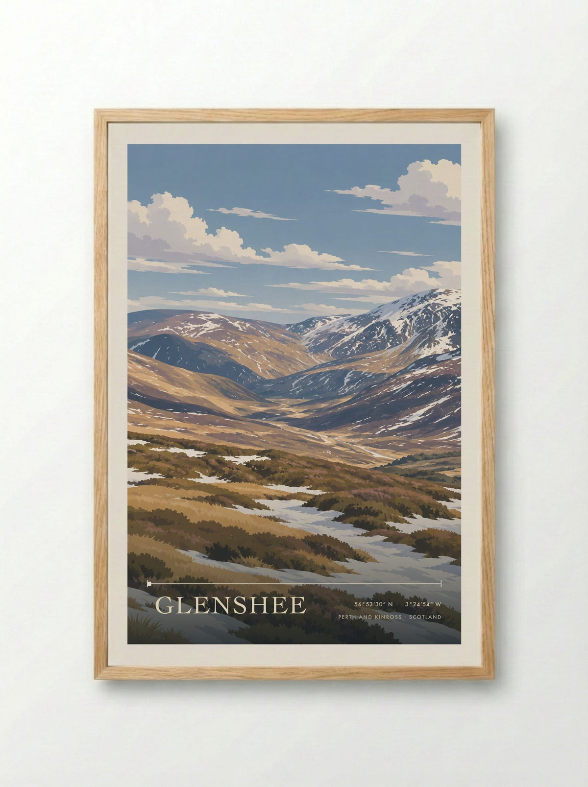Glenshee, Perth and Kinross | Travel Poster - Framed Print Wood