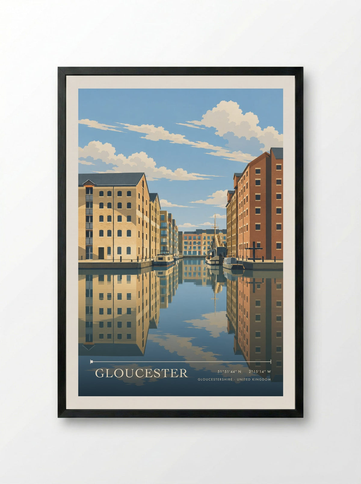 Gloucester, Gloucestershire | Travel Poster - Framed Print Black