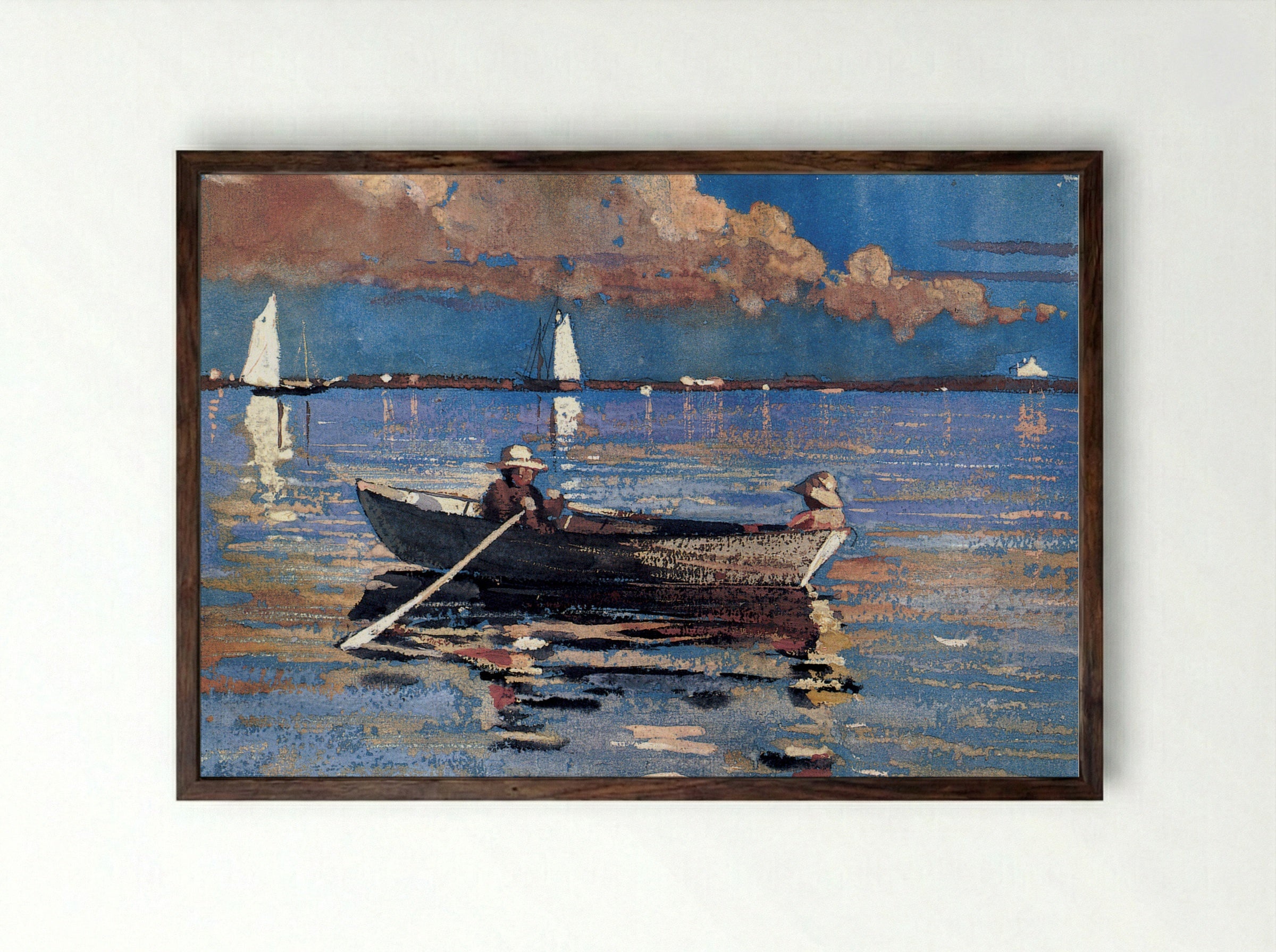 Gloucester Harbor and Dory - Winslow Homer - Framed Print Dark Wood
