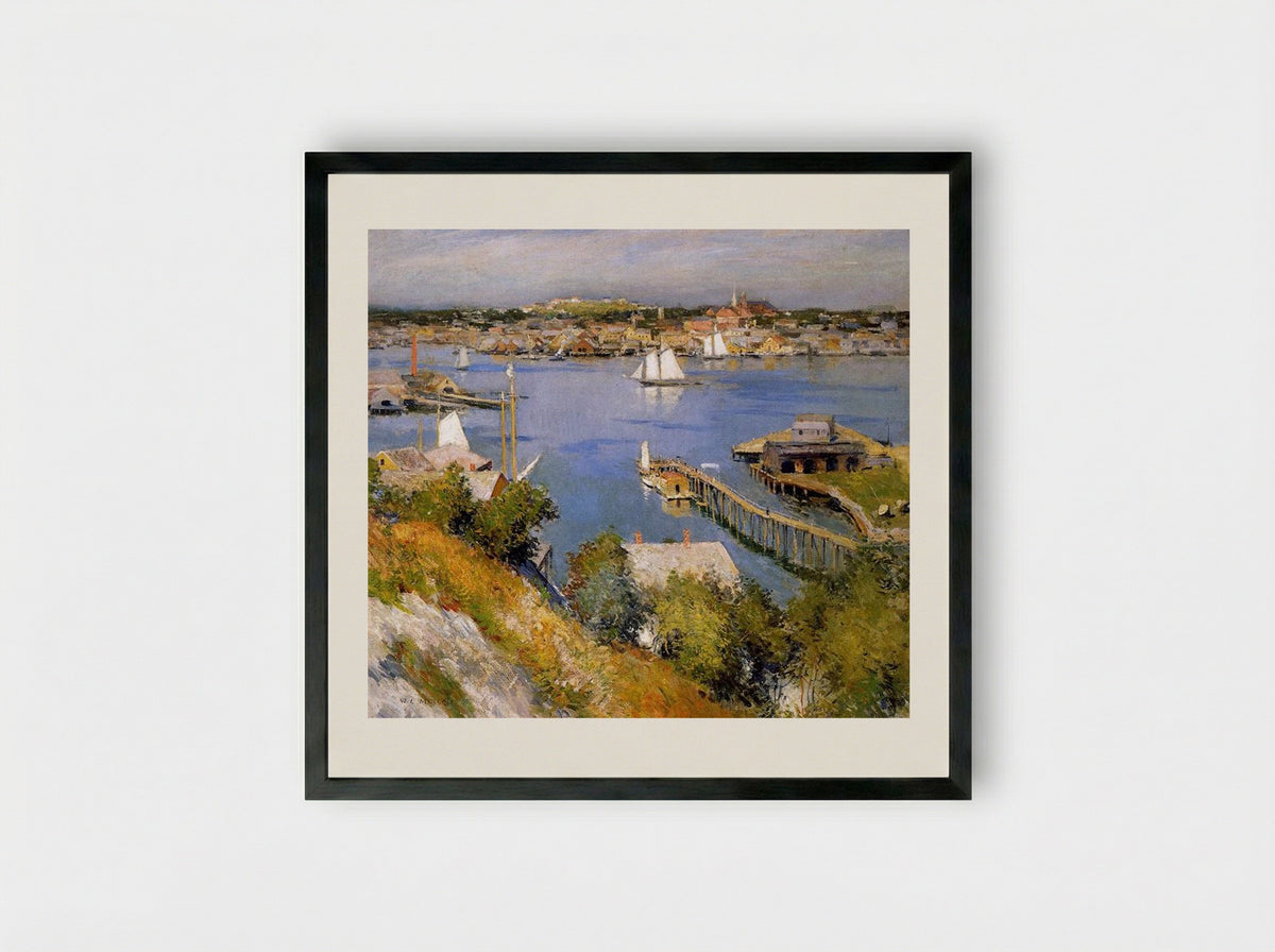 Gloucester Harbour - Willard Metcalf - Framed Print Black
