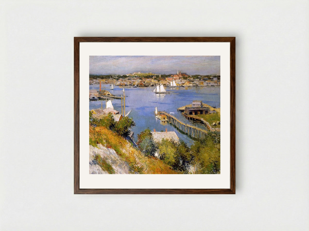 Gloucester Harbour - Willard Metcalf - Framed Print Dark Wood