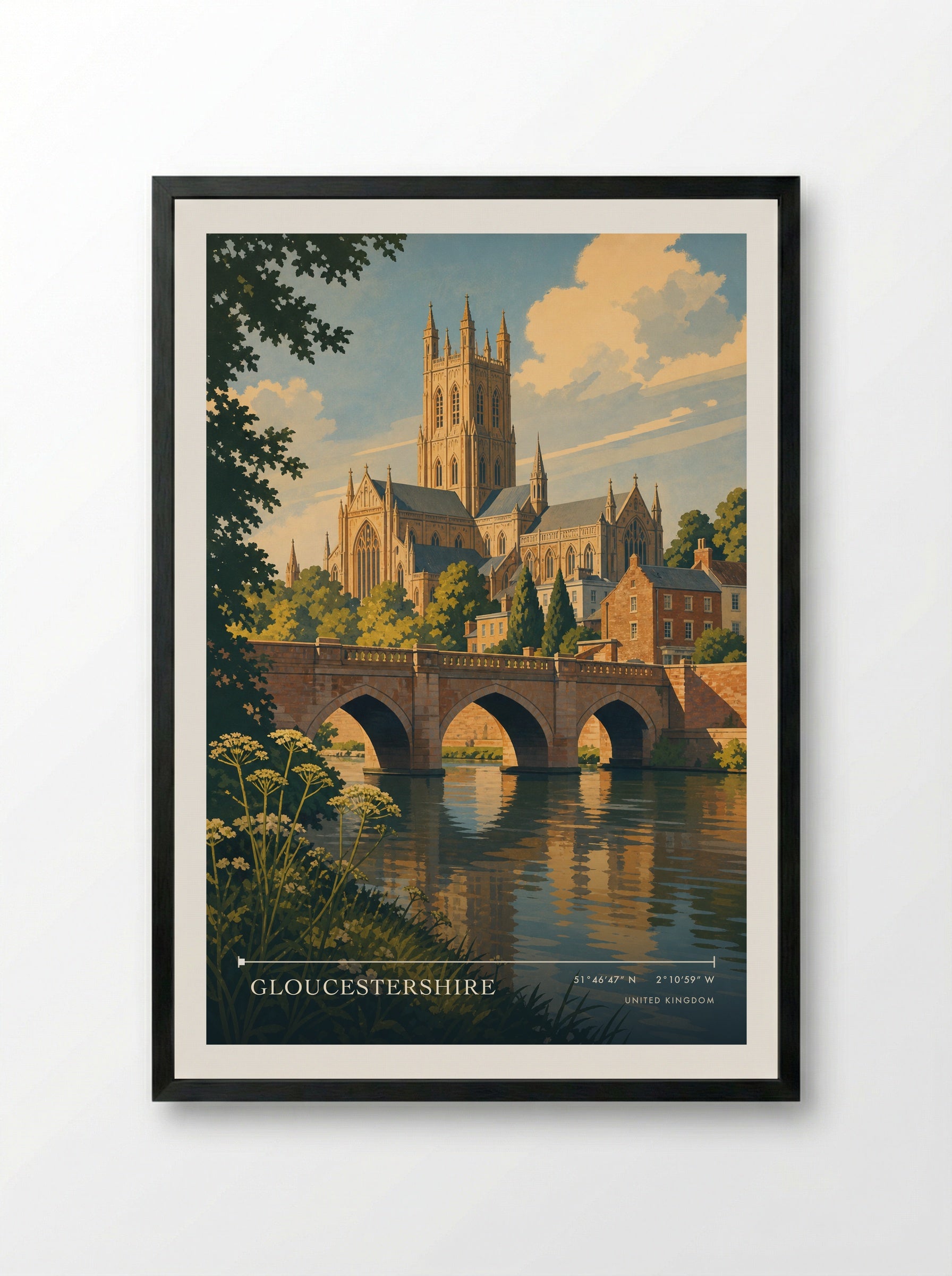 Gloucestershire United Kingdom Travel Poster - Framed Print Black