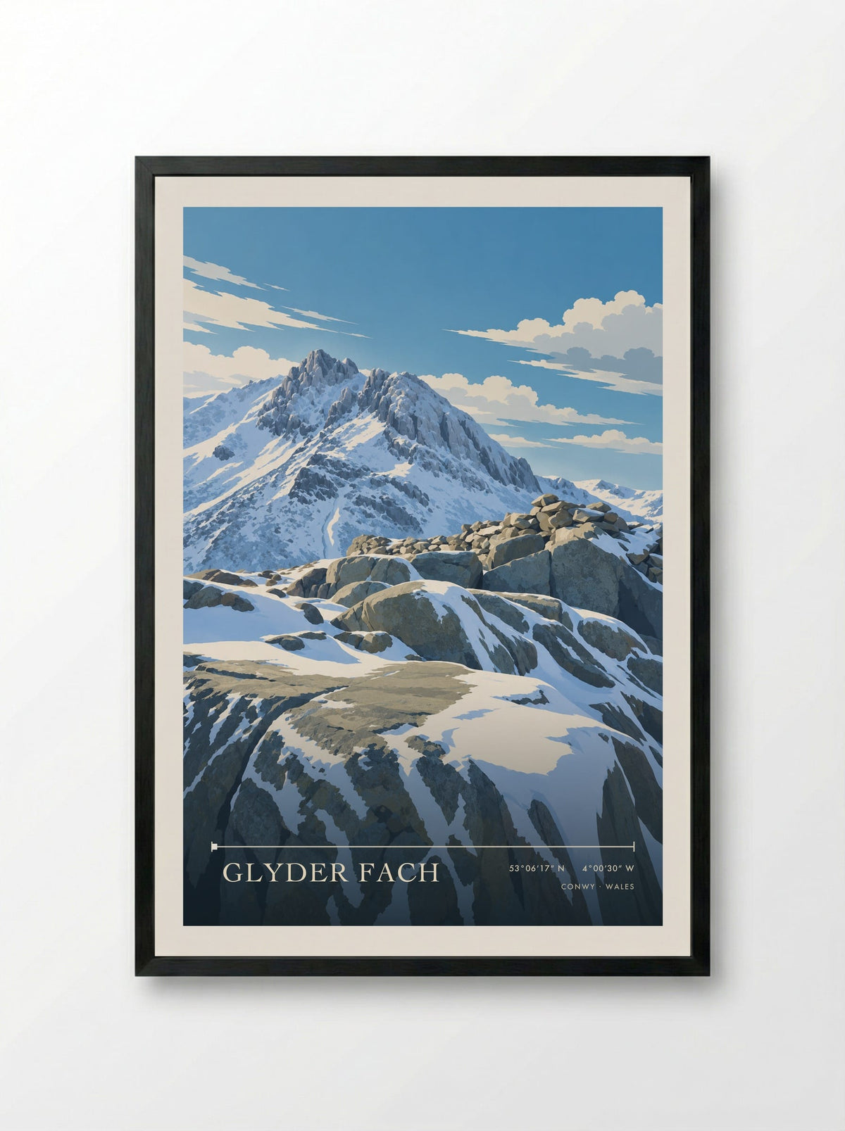 Glyder Fach, Conwy | Travel Poster - Framed Print Black