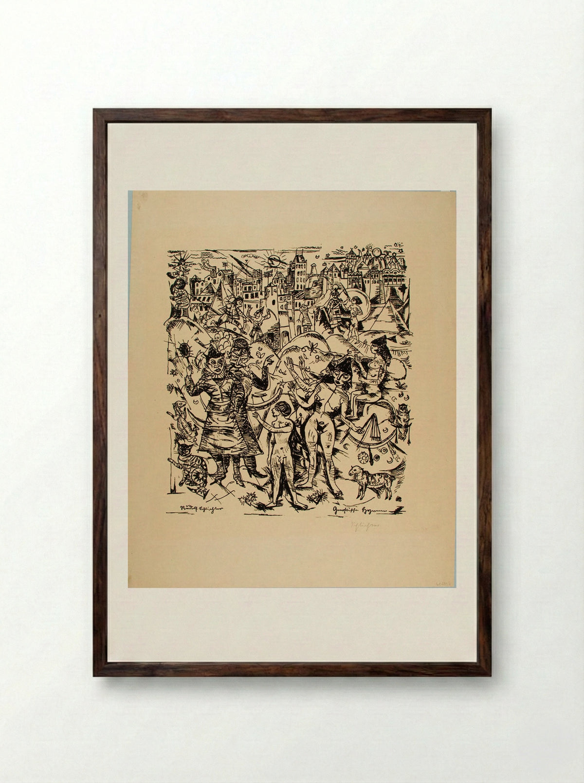 Gnostic Hymn - Rudolf Schlichter - Framed Print Dark Wood