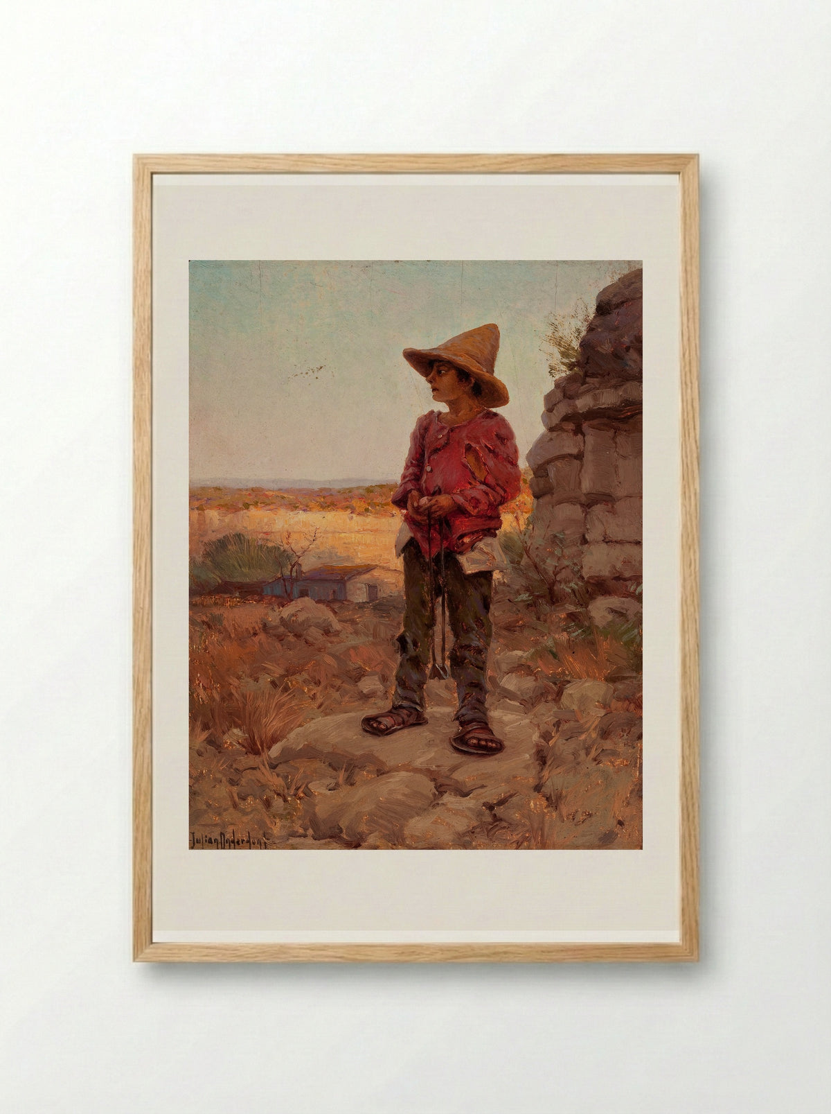Goat Herder at the San Antonio Quarry - Robert Julian Onderdonk - Framed Print Wood