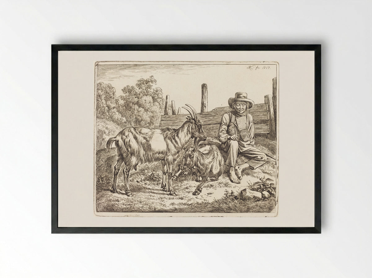 Goats - Johann Adam Klein - Framed Print Black