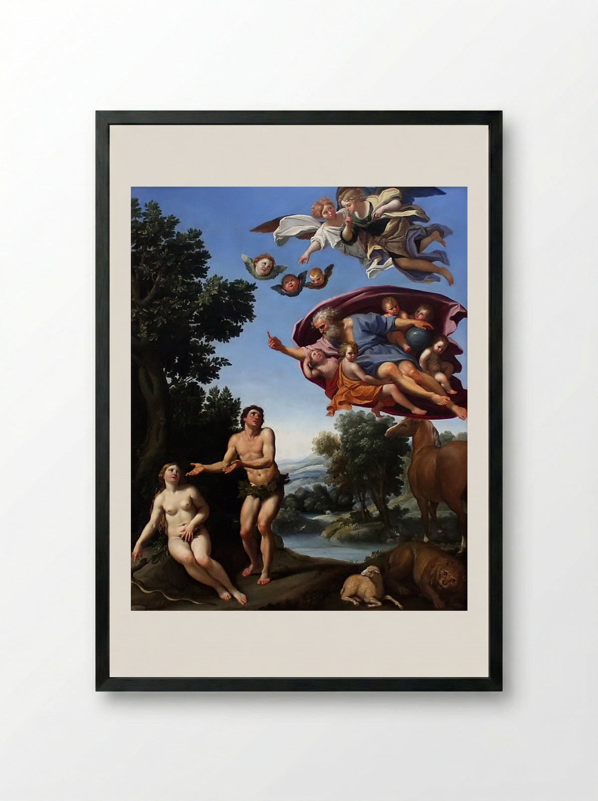 God Punishing Adam and Eve - Domenichino - Framed Print Black
