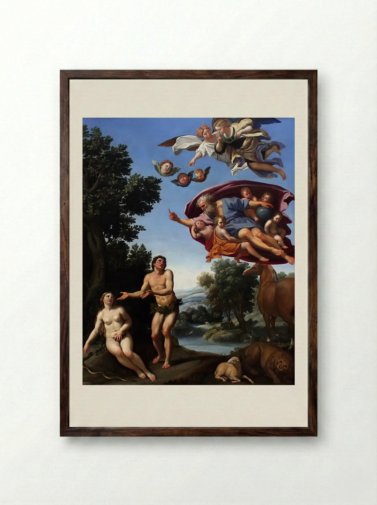 God Punishing Adam and Eve - Domenichino - Framed Print Dark Wood