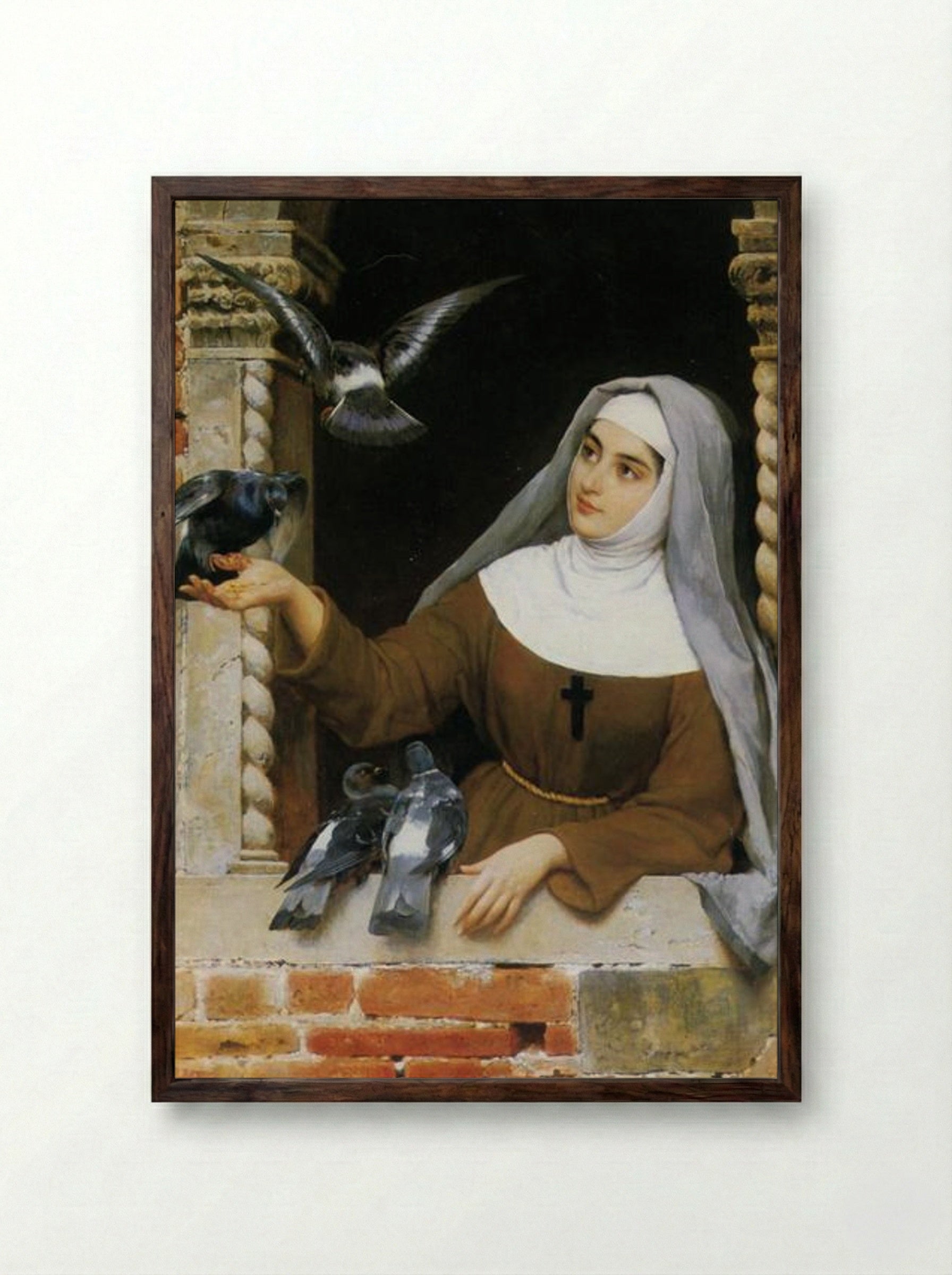 God's Creatures - Eugene de Blaas - Framed Print Dark Wood