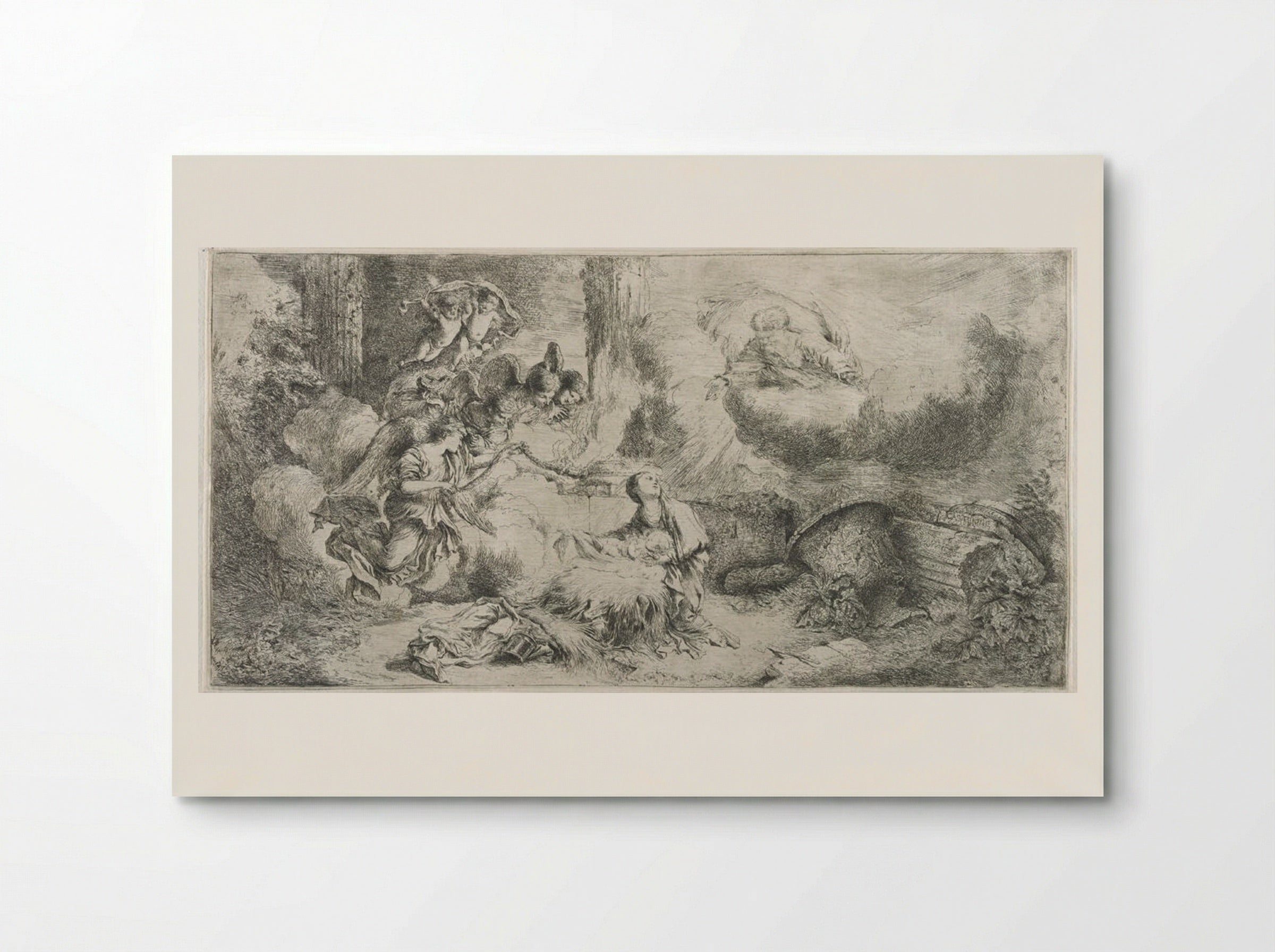 God the Father and Angels Adoring the Christ Child - Giovanni Benedetto Castiglione - Poster