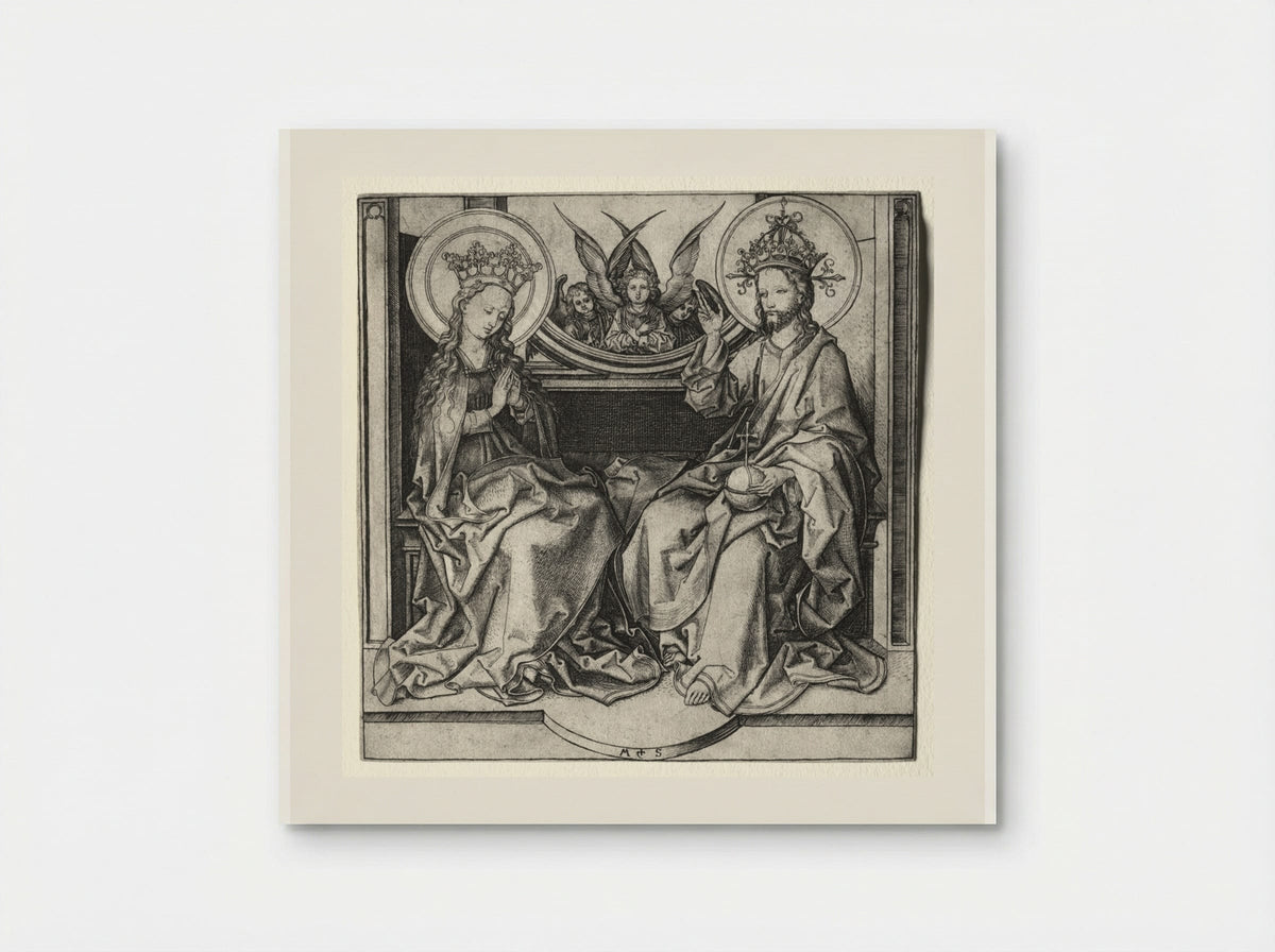 God the Father and the Blessed Virgin Enthroned Attended by Angels - Martin Schongauer - Poster