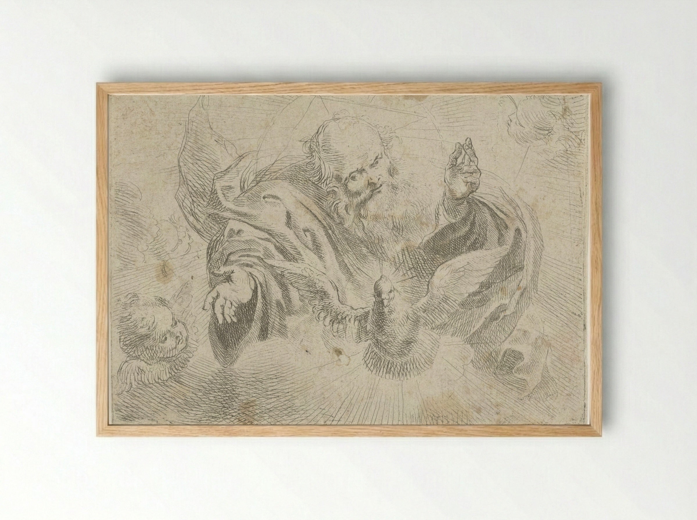 God the Father with the Dove of the Holy Spirit - Jan Miel - Framed Print Wood