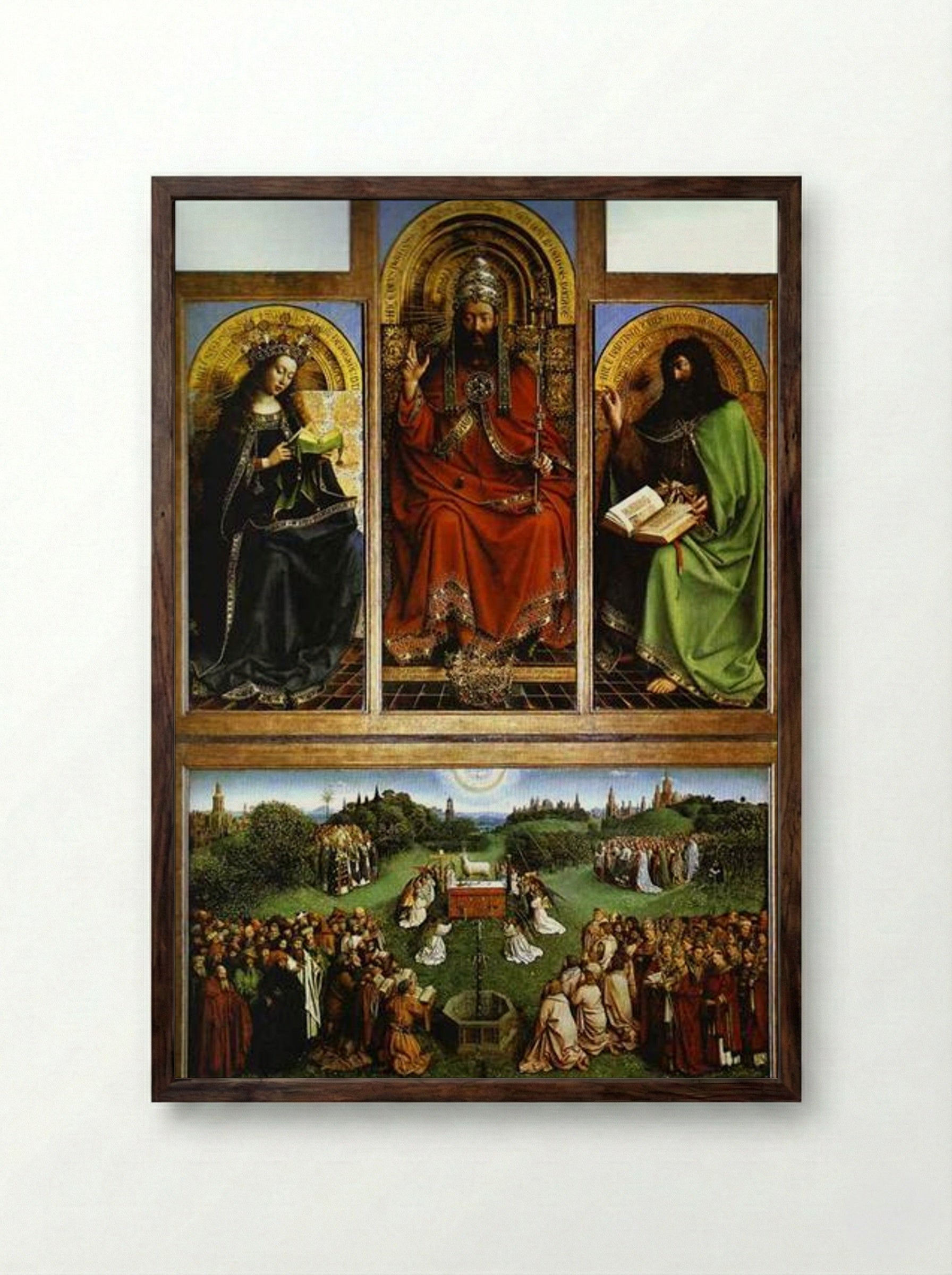 God the Father - Jan van Eyck - Framed Print Dark Wood