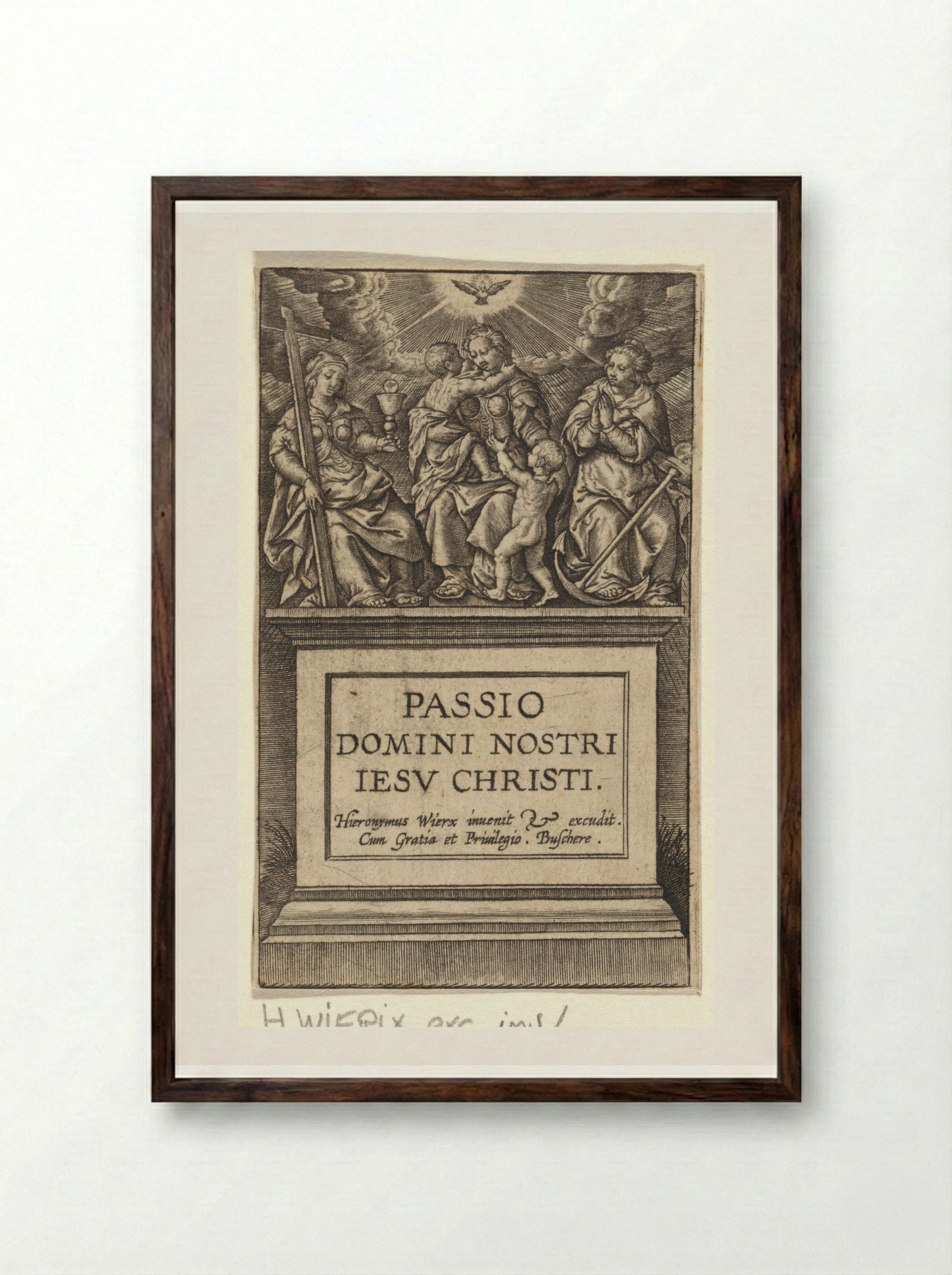 Goddelijke deugden - Hieronymus Wierix - Framed Print Dark Wood