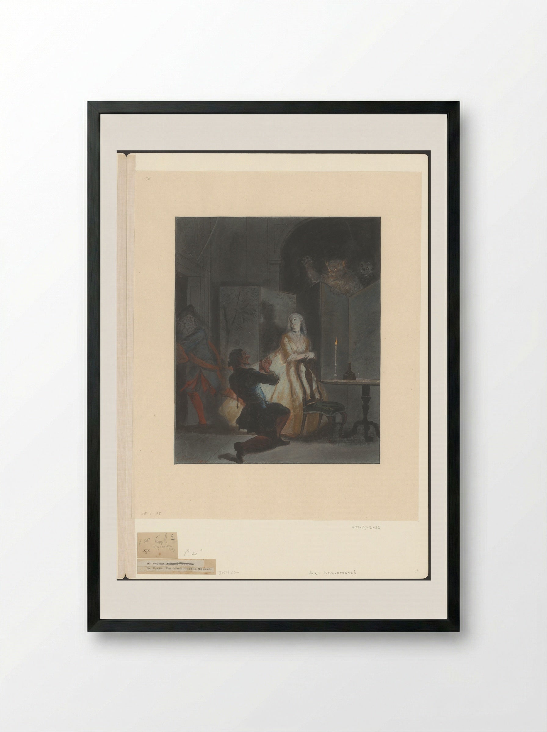Godefroy en zijn knecht jagen hopman Ulrich zijn huis uit - Cornelis Troost - Framed Print Black
