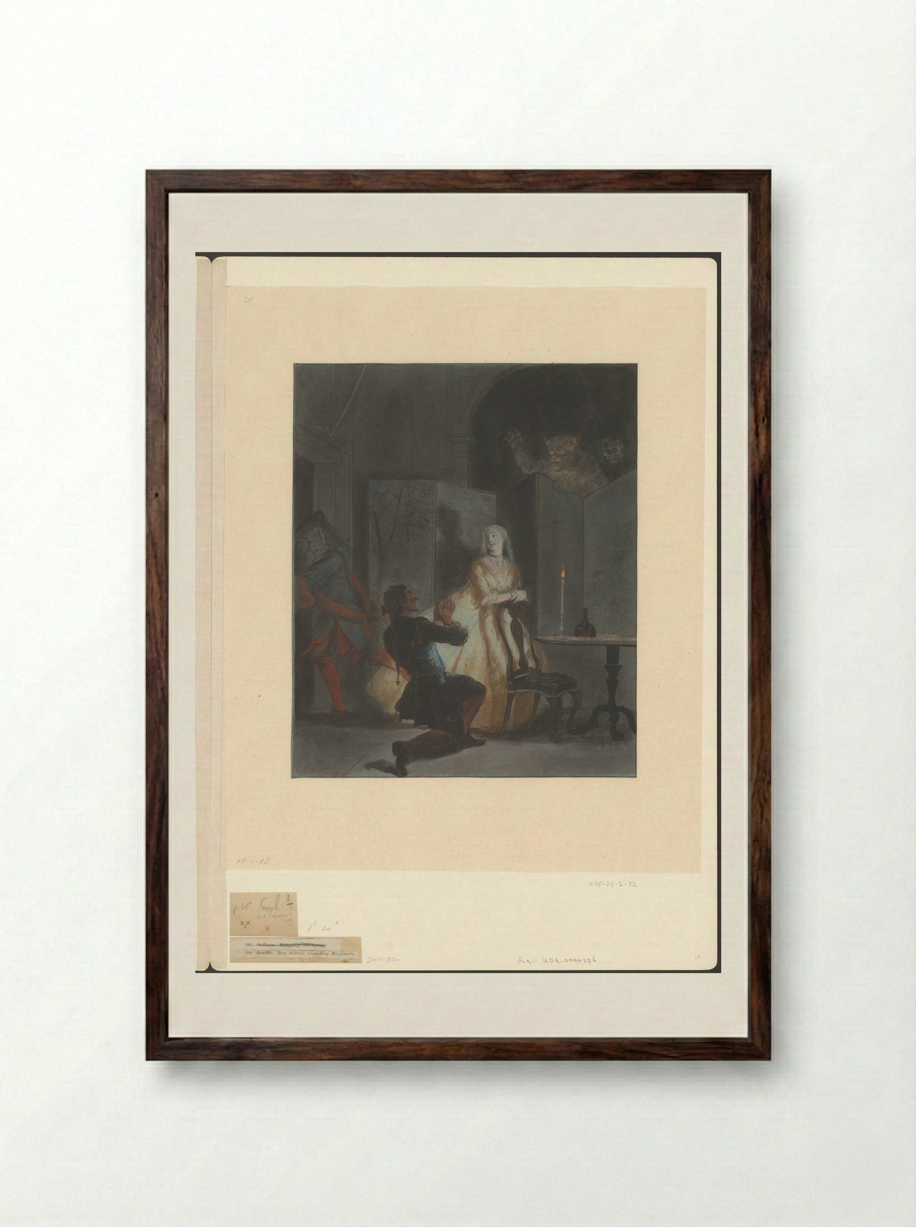 Godefroy en zijn knecht jagen hopman Ulrich zijn huis uit - Cornelis Troost - Framed Print Dark Wood
