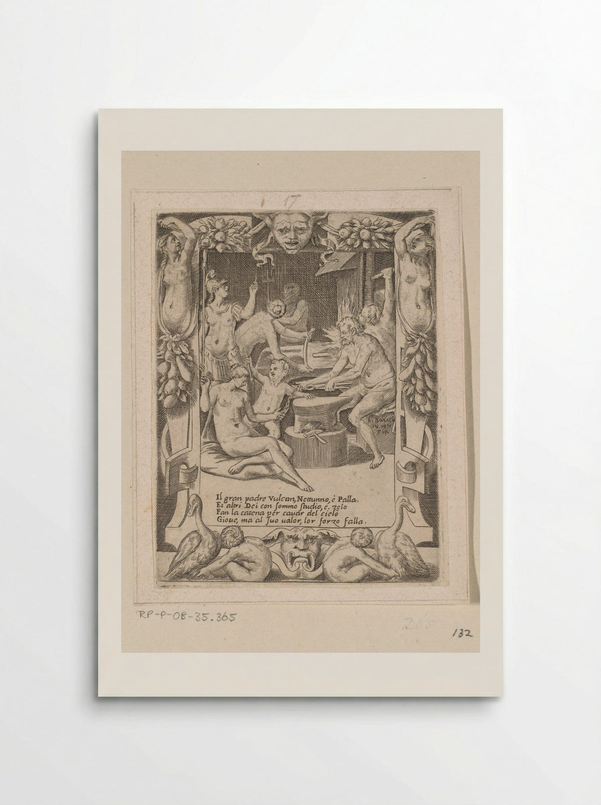 Gods Forging Chains to Pull Jupiter from the Heavens - Giulio Bonasone - Poster
