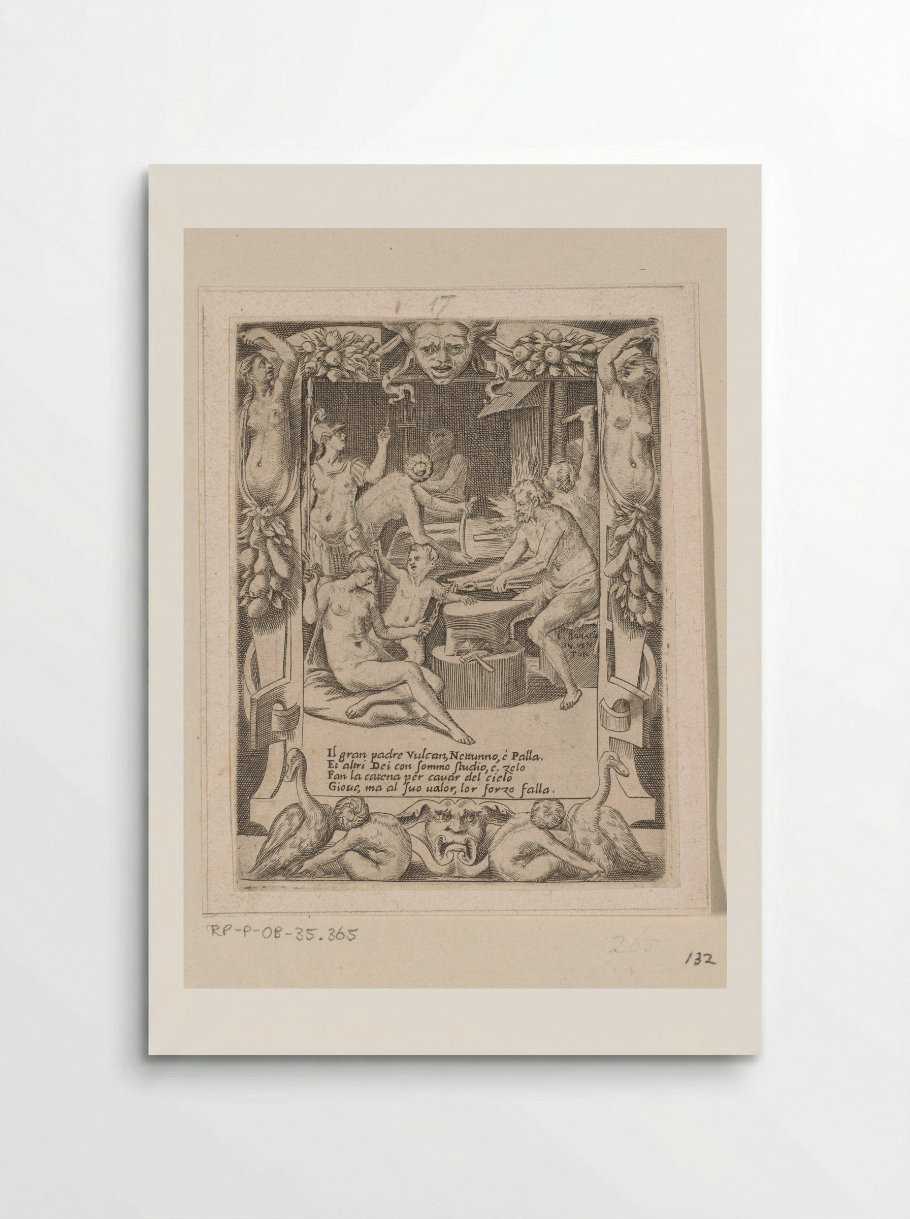 Gods Forging Chains to Pull Jupiter from the Heavens - Giulio Bonasone - Poster