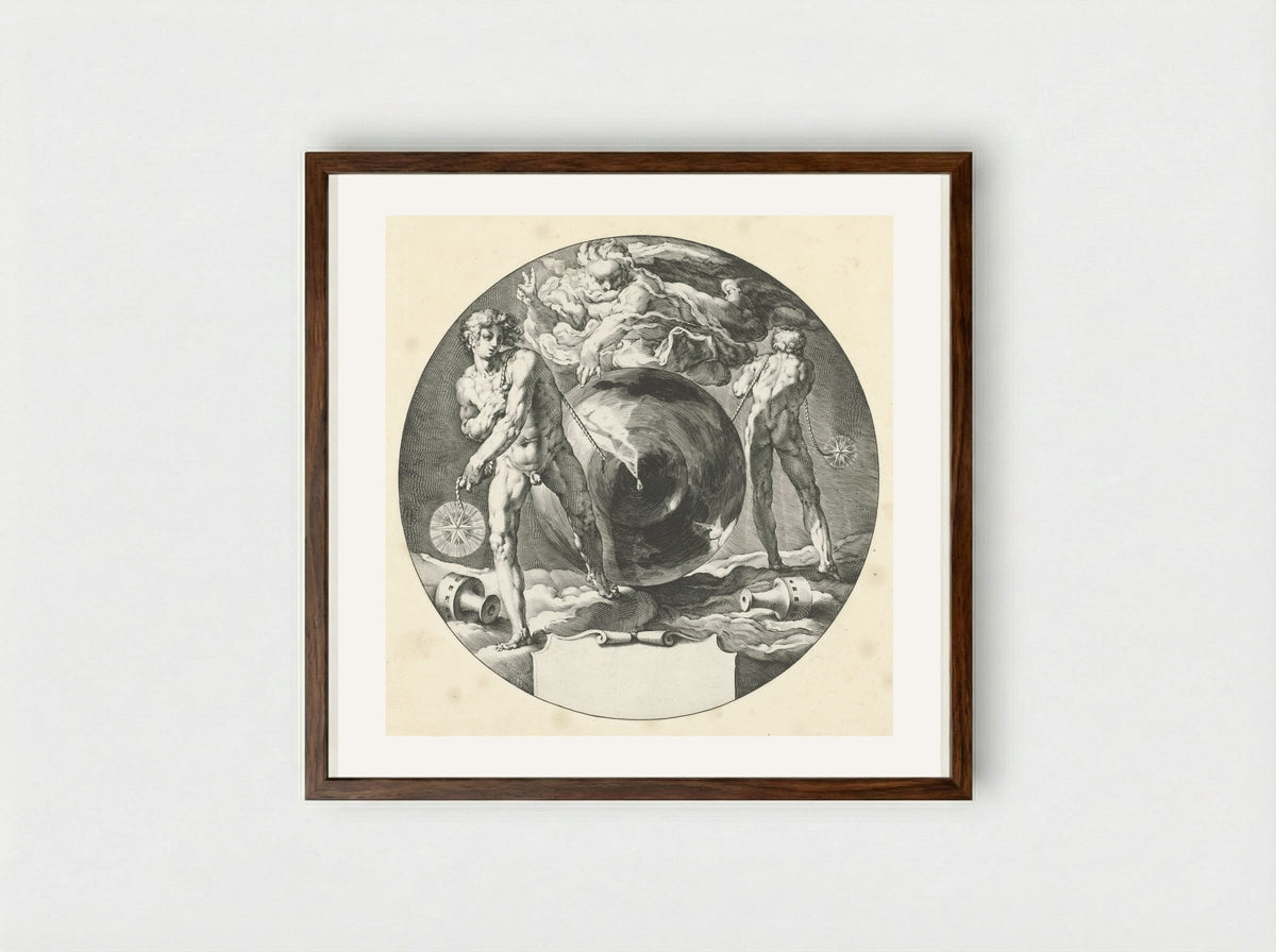 Gods Geest zweeft over het water - Jan Harmensz. Muller - Framed Print Dark Wood