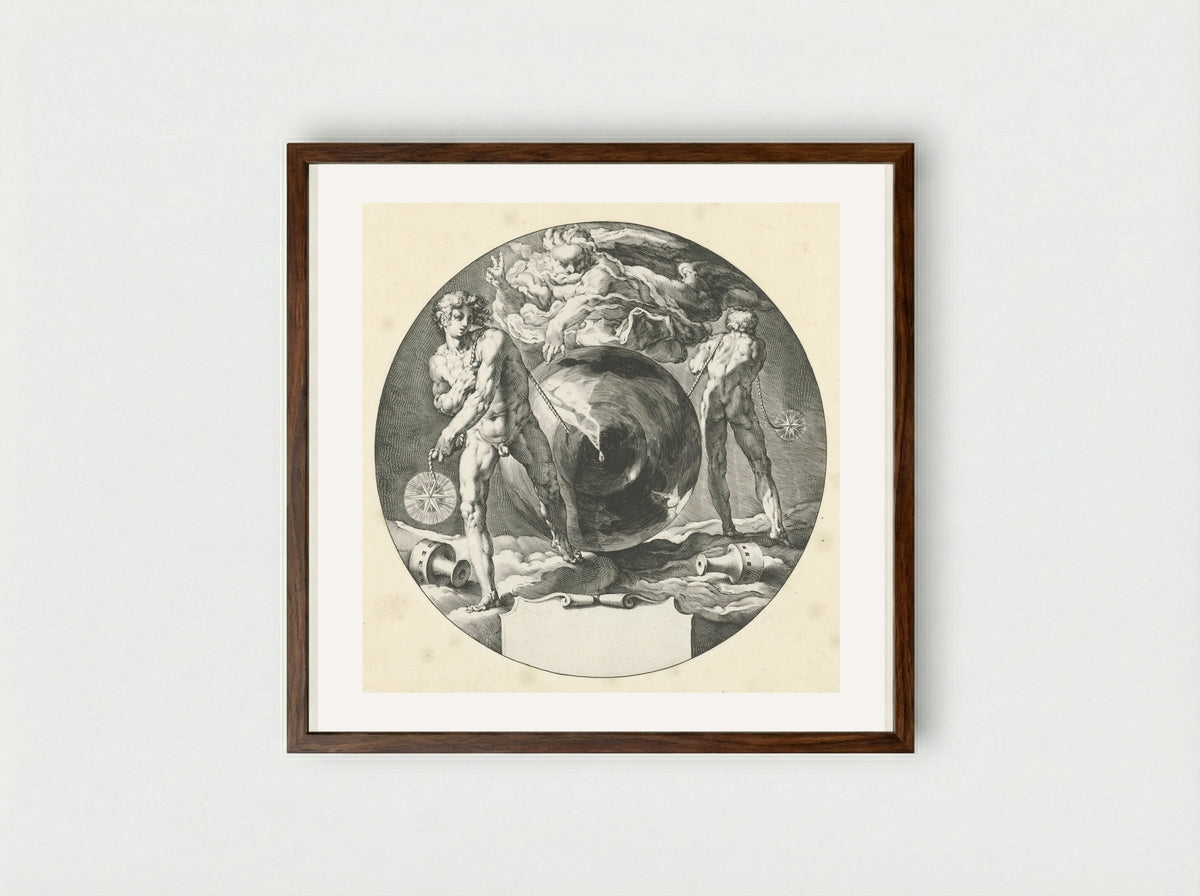 Gods Geest zweeft over het water - Jan Harmensz. Muller - Framed Print Dark Wood