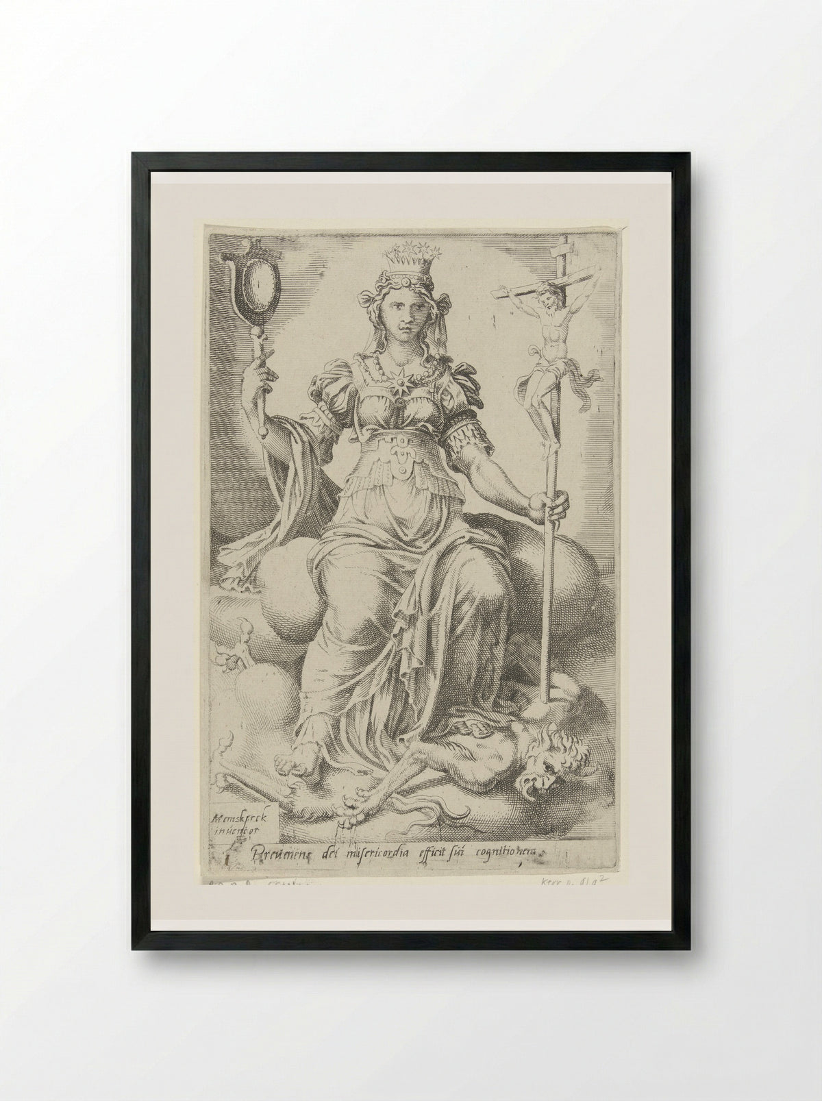 Gods genade zegeviert over de duivel en brengt zelfkennis voort - Dirck Volckertsz. Coornhert - Framed Print Black