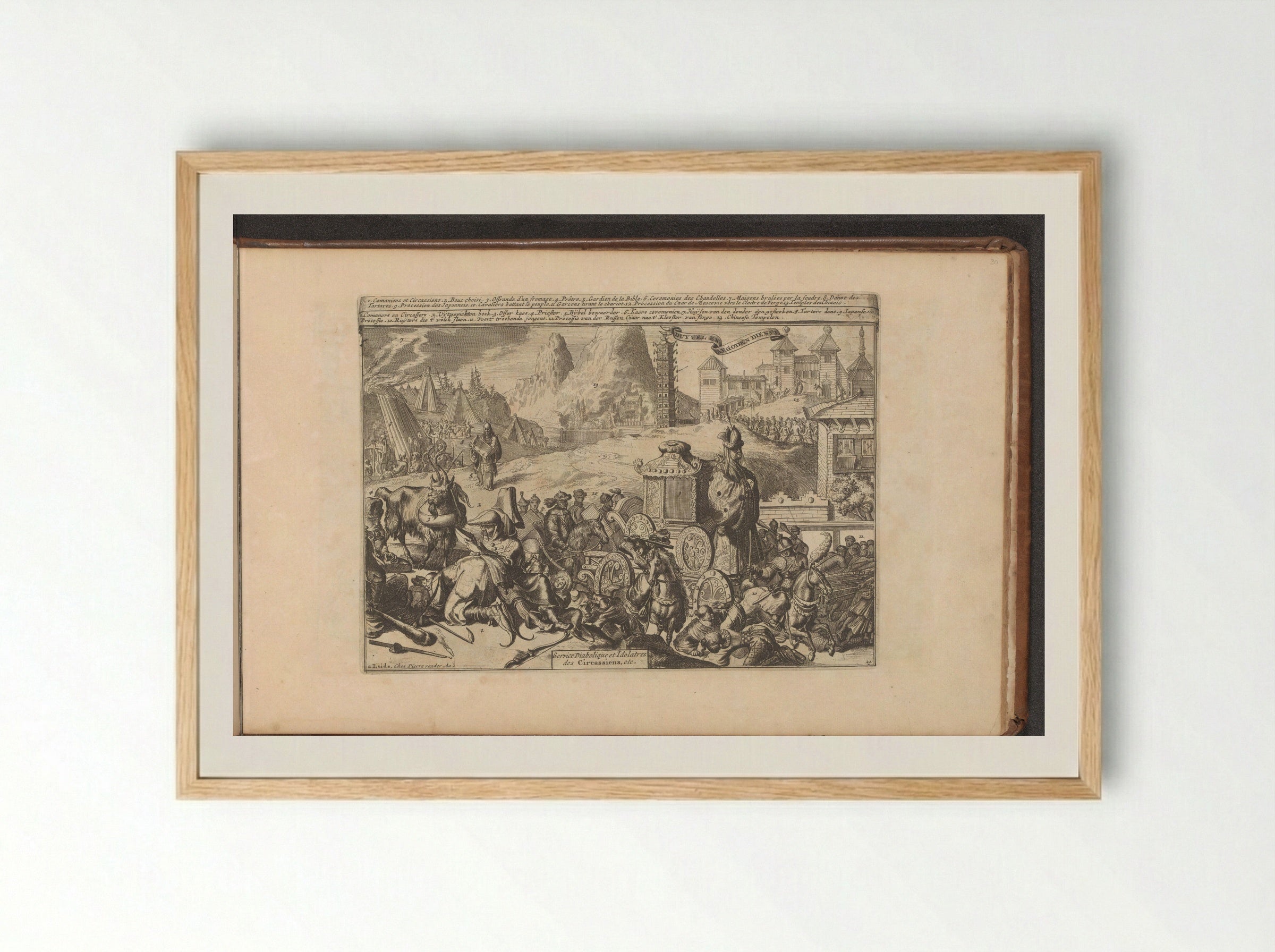 Godsdienstige handelingen en ceremoniën in Indië - Romeyn de Hooghe - Framed Print Wood