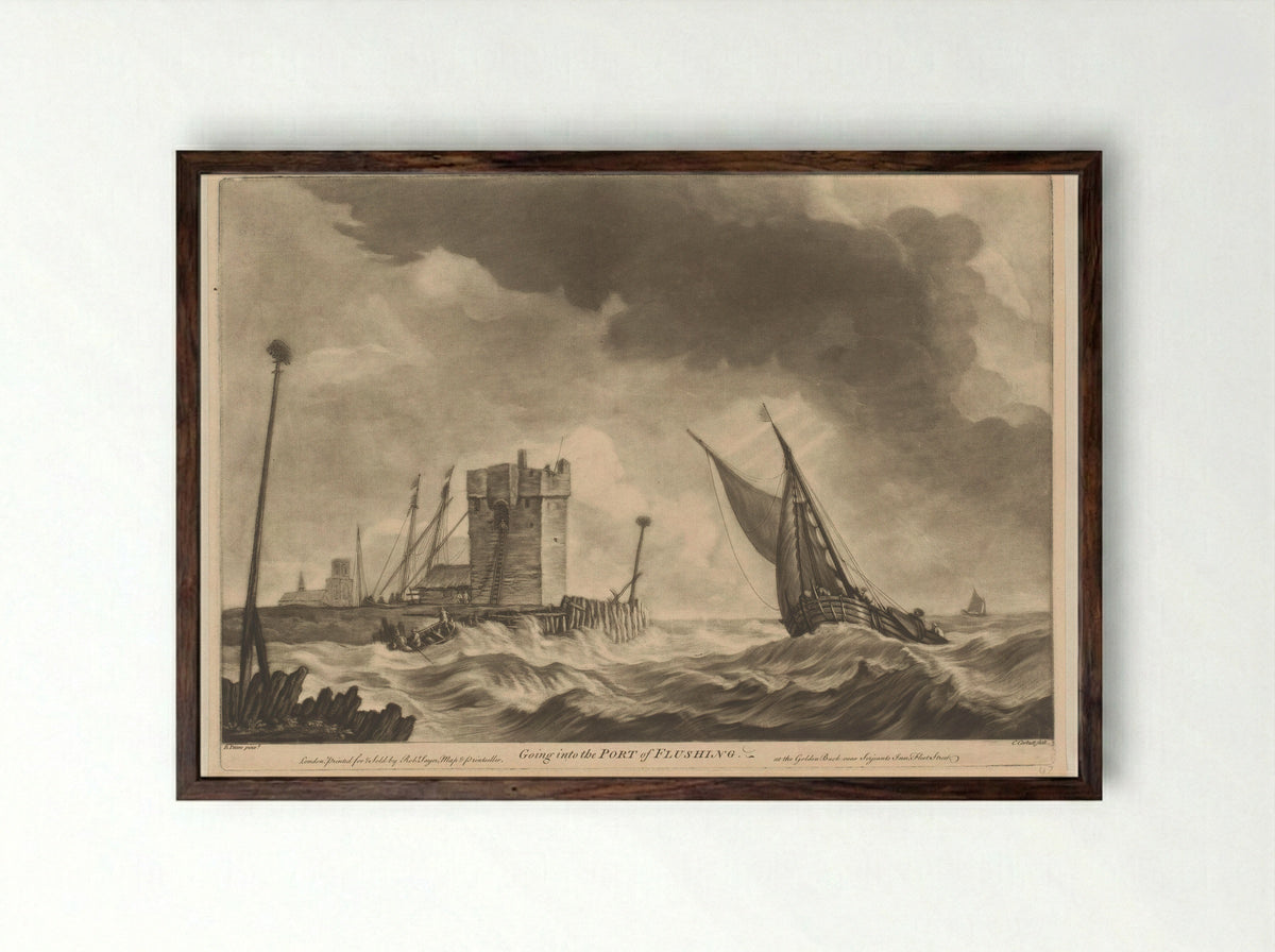 Going into the Port of Flushing - Richard Purcell - Framed Print Dark Wood