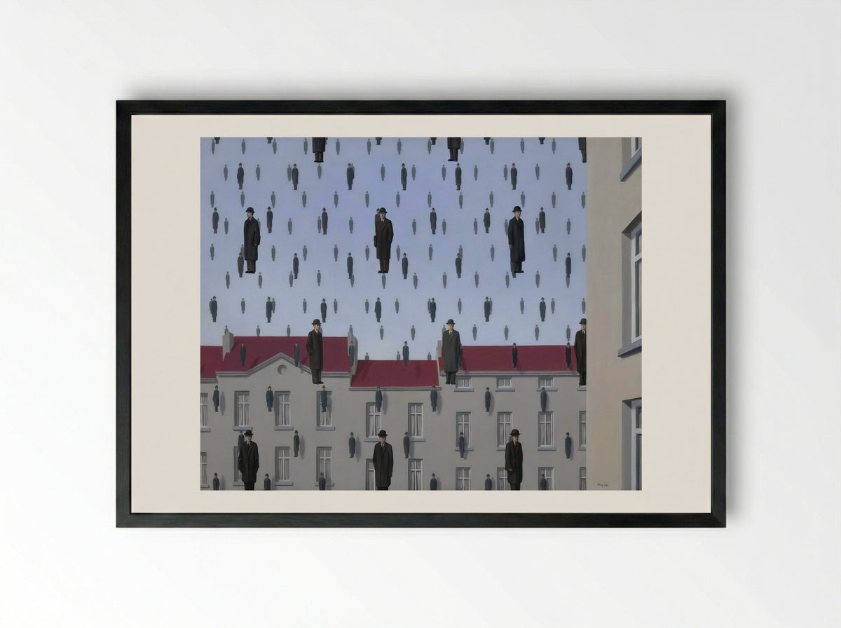 Golconda - René Magritte - Framed Print Black