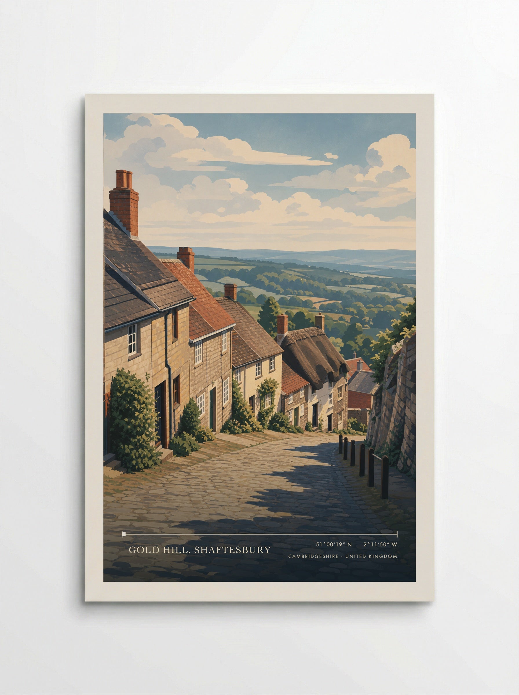 Gold Hill, Shaftesbury Cambridgeshire United Kingdom Travel Poster - Poster