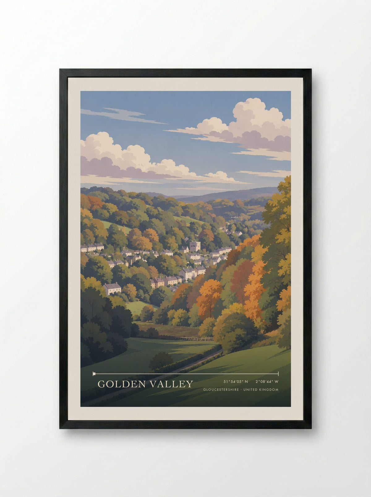 Golden Valley, Gloucestershire | Travel Poster - Framed Print Black