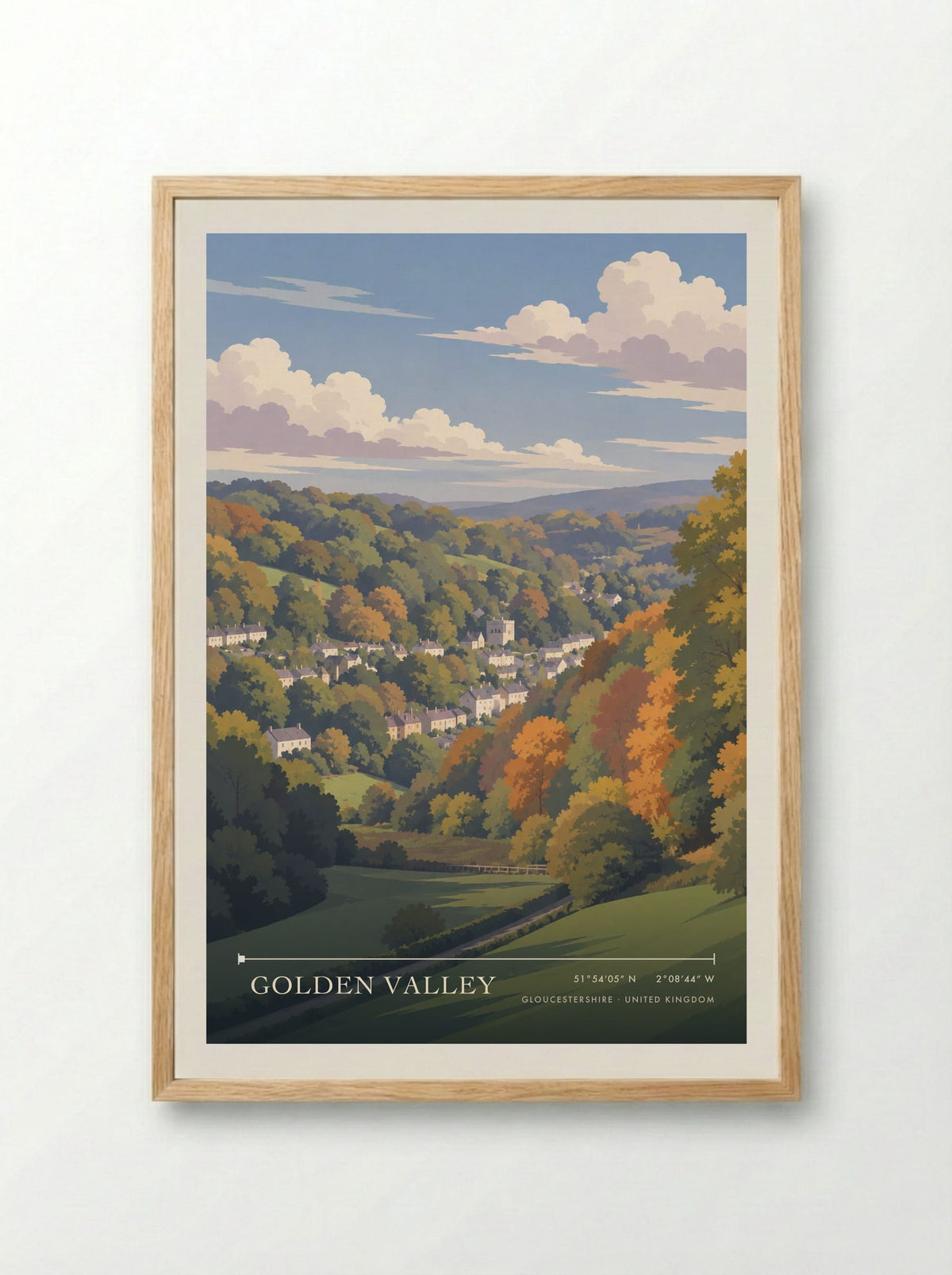 Golden Valley, Gloucestershire | Travel Poster - Framed Print Wood