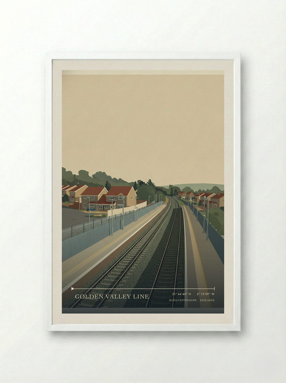 Golden Valley Line Gloucestershire England Travel Poster - Framed Print White