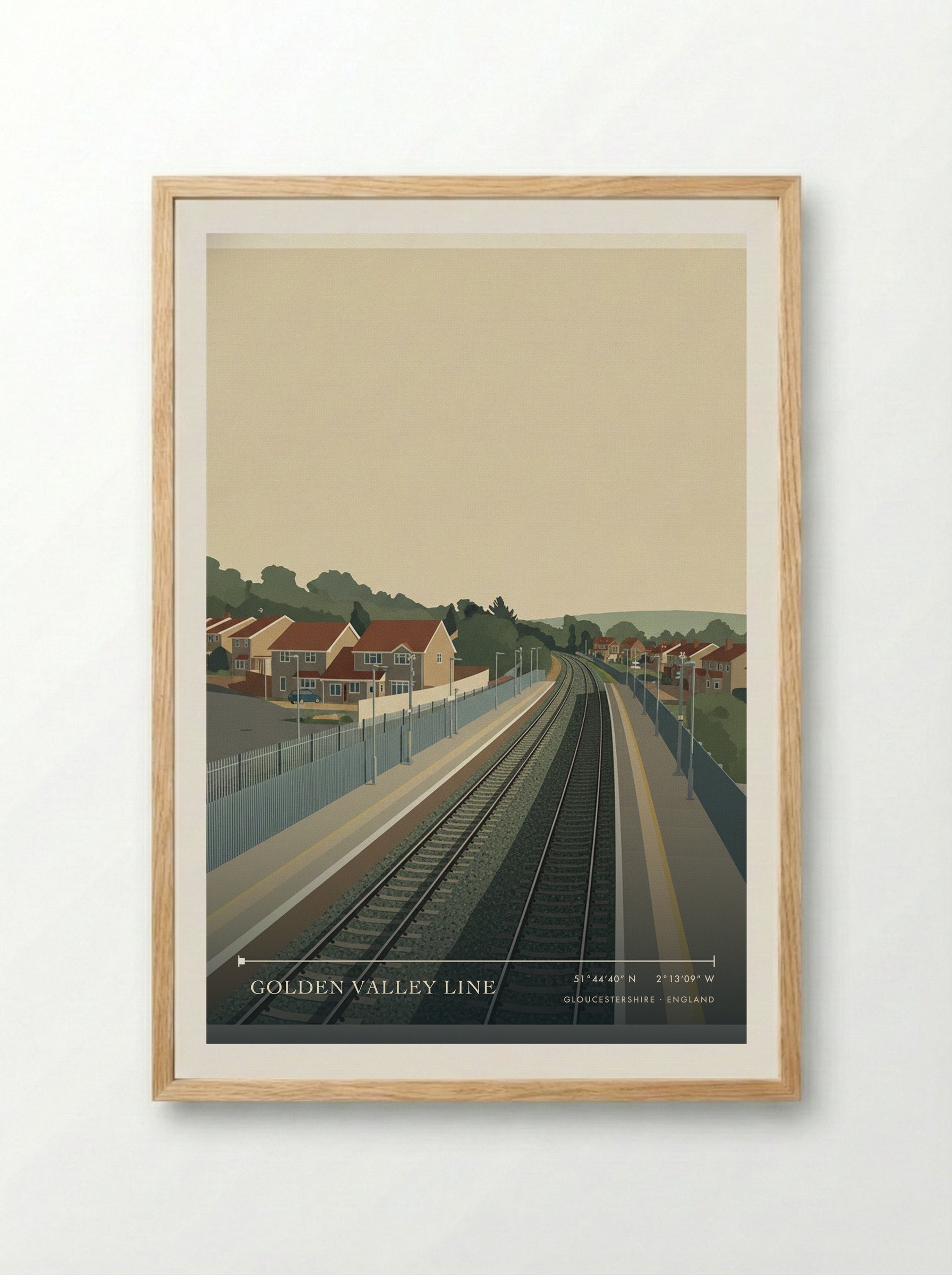 Golden Valley Line Gloucestershire England Travel Poster - Framed Print Wood