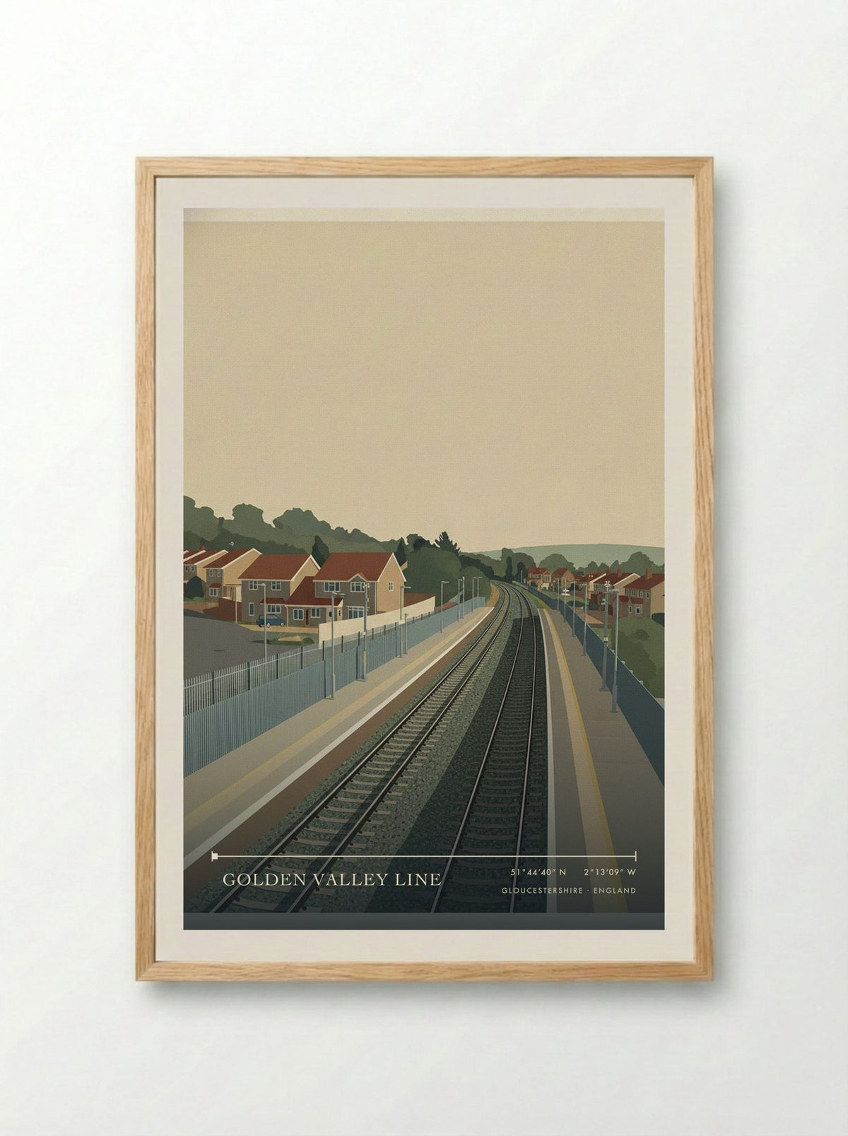 Golden Valley Line Gloucestershire England Travel Poster - Framed Print Wood