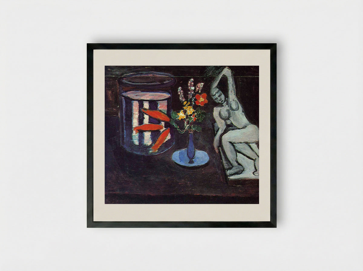 Goldfish and Sculpture - Henri Matisse - Framed Print Black