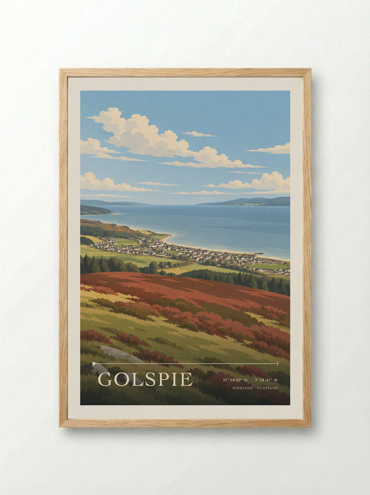Golspie, Highland | Travel Poster - Framed Print Wood