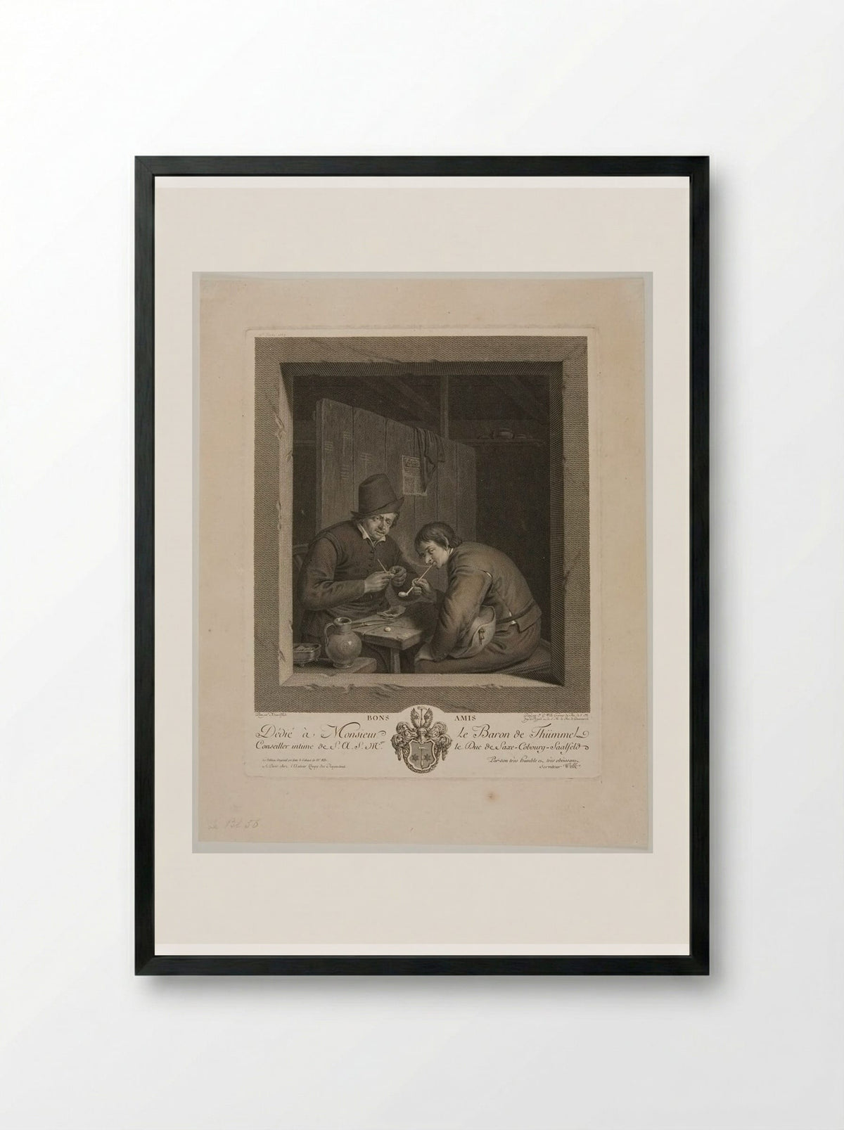 Good Friends - Johann Georg Wille - Framed Print Black