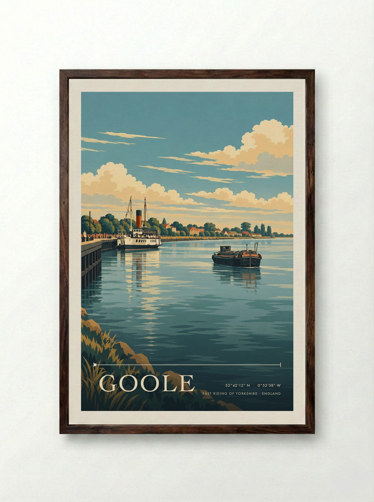 Goole, East Riding of Yorkshire | Travel Poster - Framed Print Dark Wood