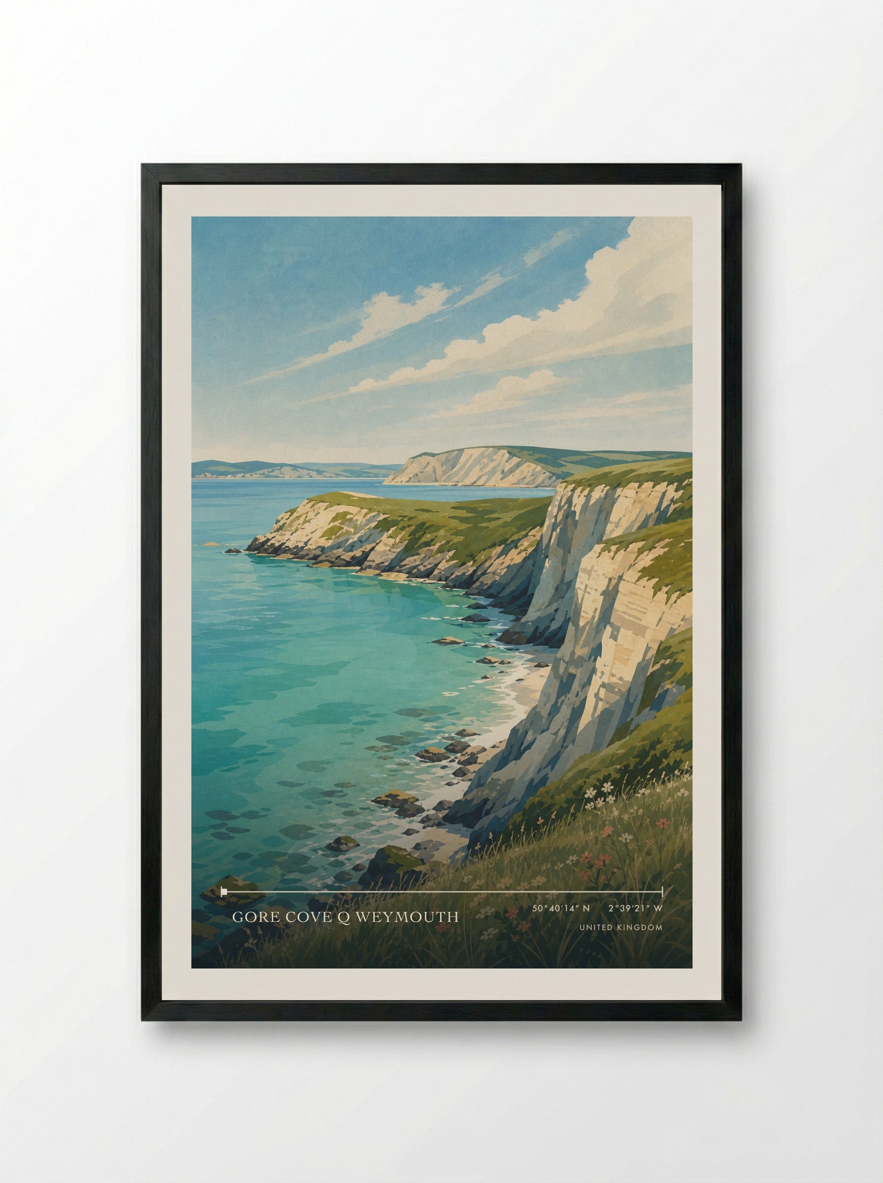 Gore Cove Q Weymouth United Kingdom Travel Poster - Framed Print Black