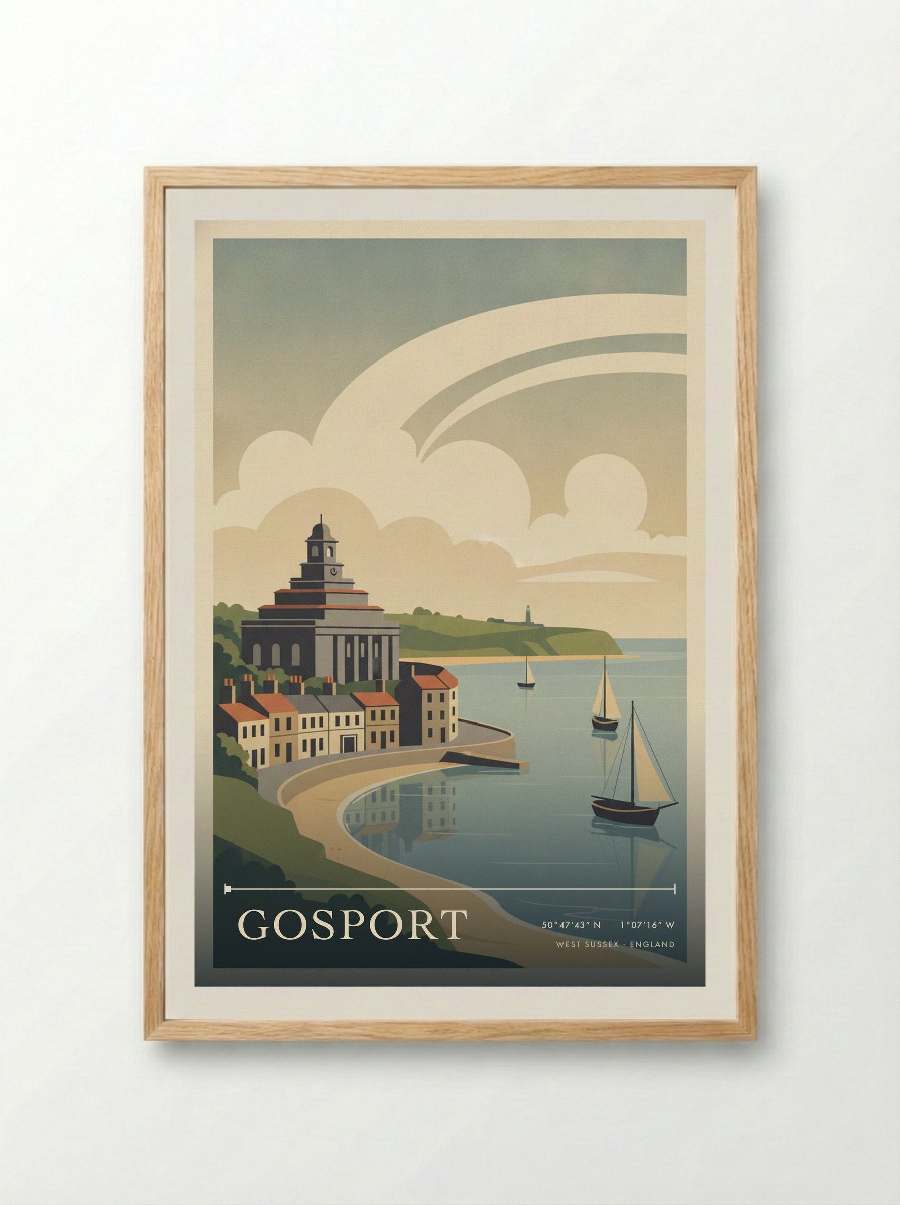 Gosport West Sussex England Travel Poster - Framed Print Wood