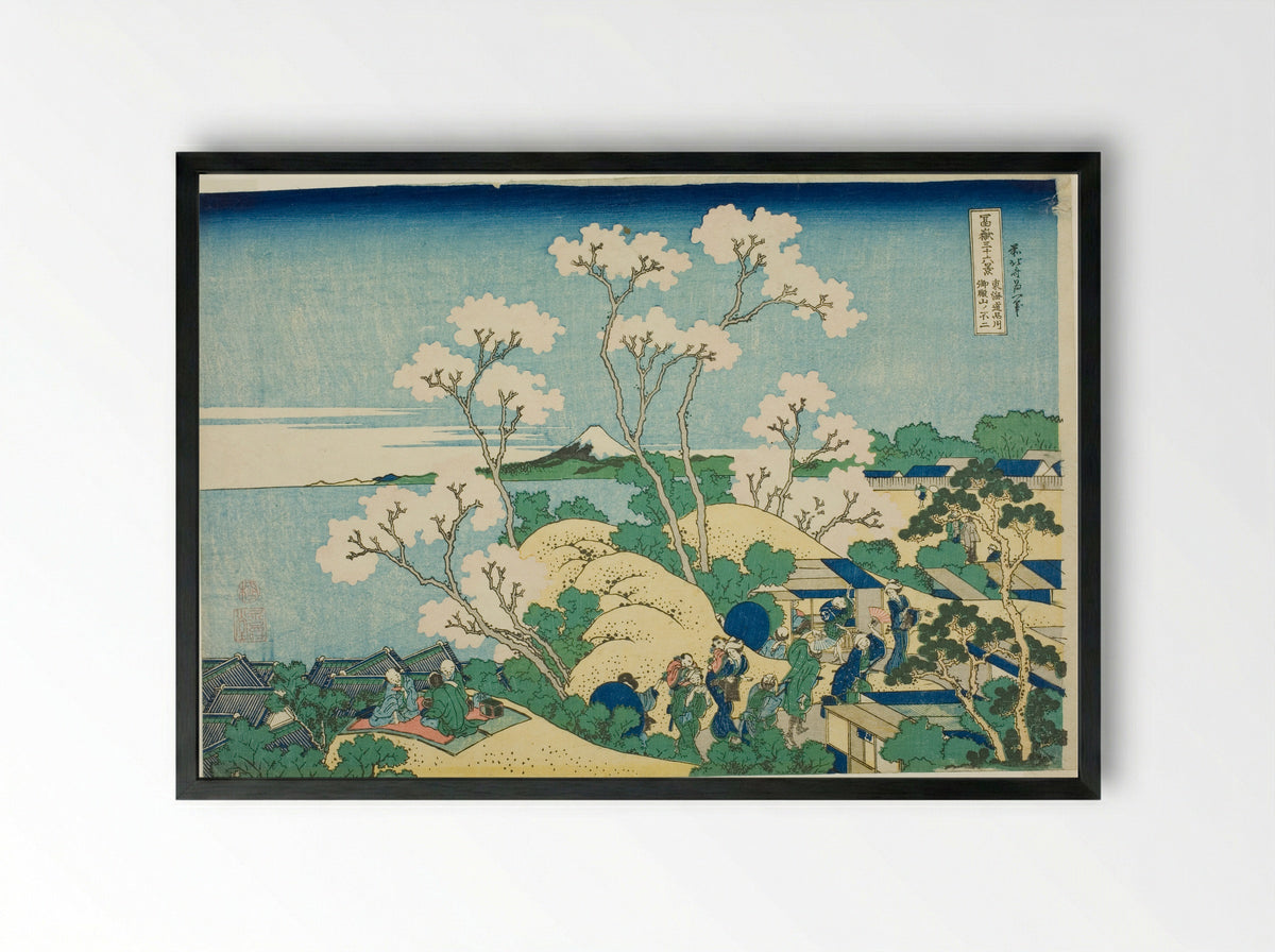 Goten Hill at Shinagawa on the Tokaido - Katsushika Hokusai - Framed Print Black