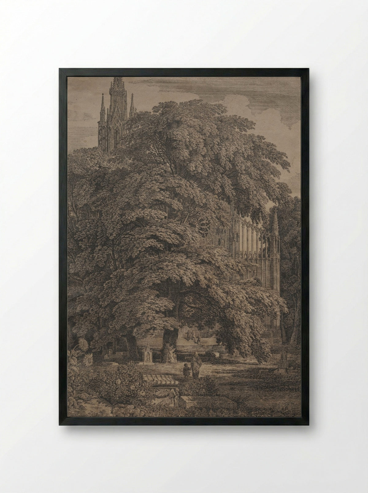 Gothic Church among Oaks - Karl Friedrich Schinkel - Framed Print Black