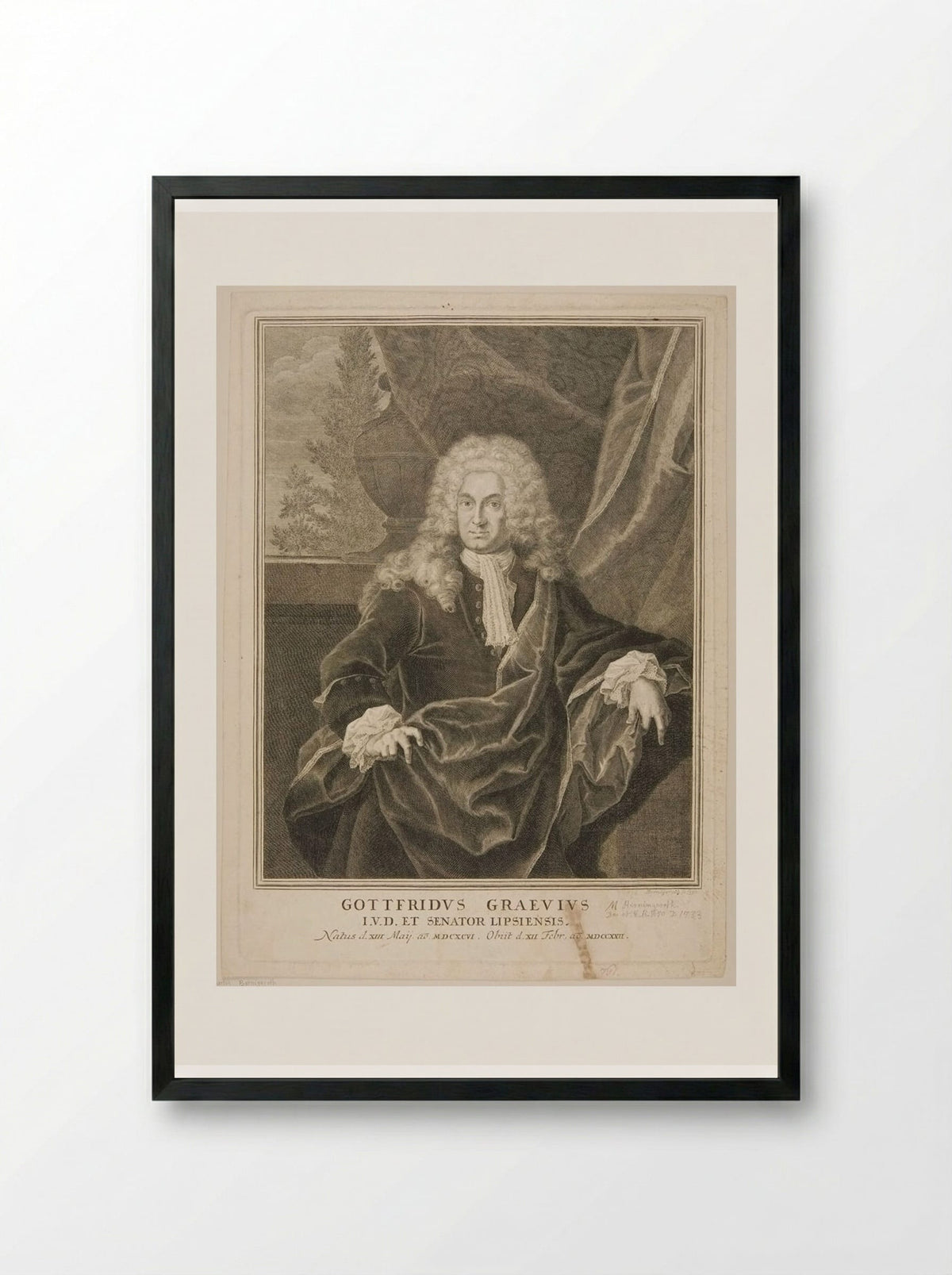 Gottfried Graevius - Johann Martin Bernigeroth - Framed Print Black