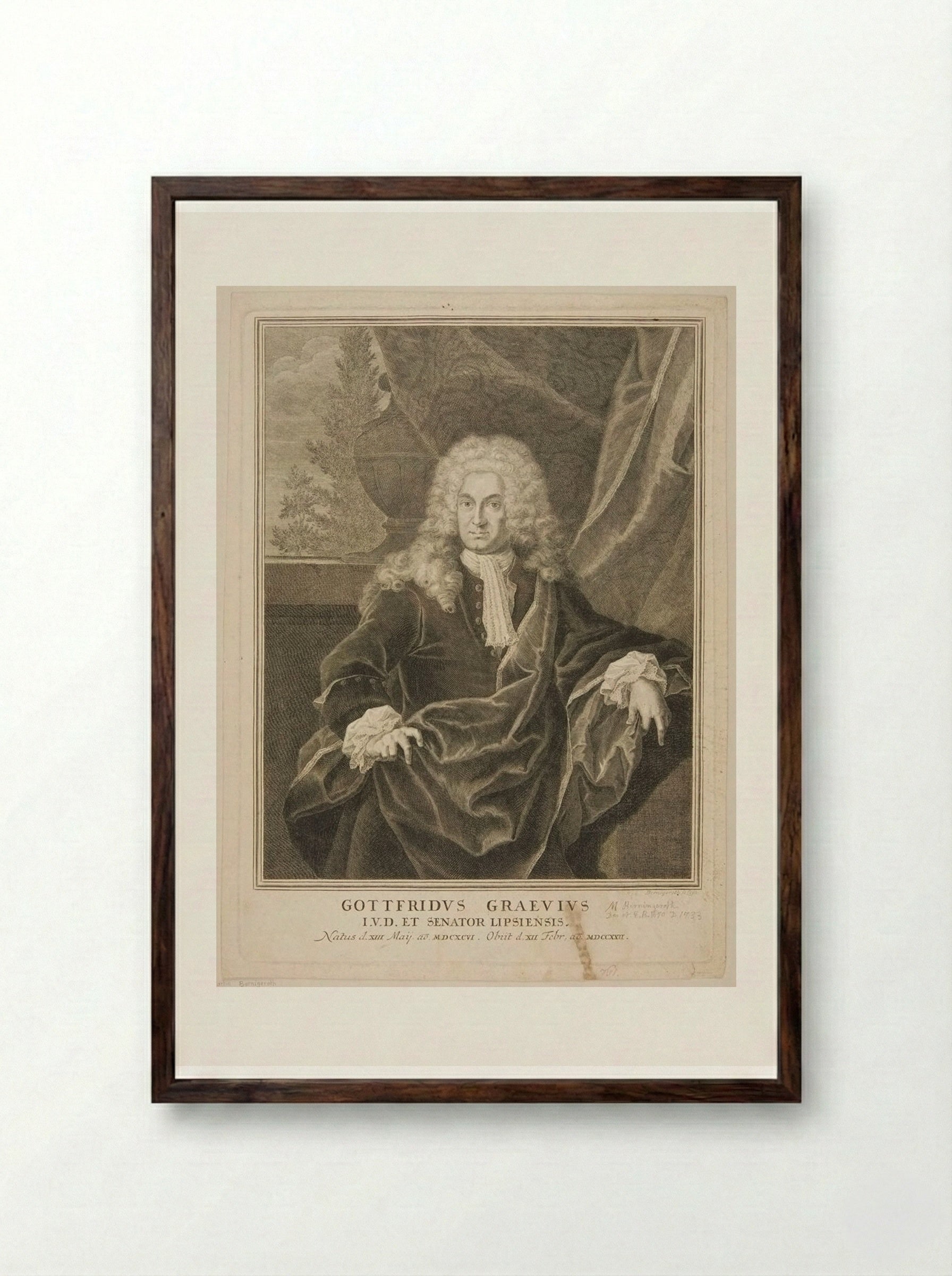 Gottfried Graevius - Johann Martin Bernigeroth - Framed Print Dark Wood