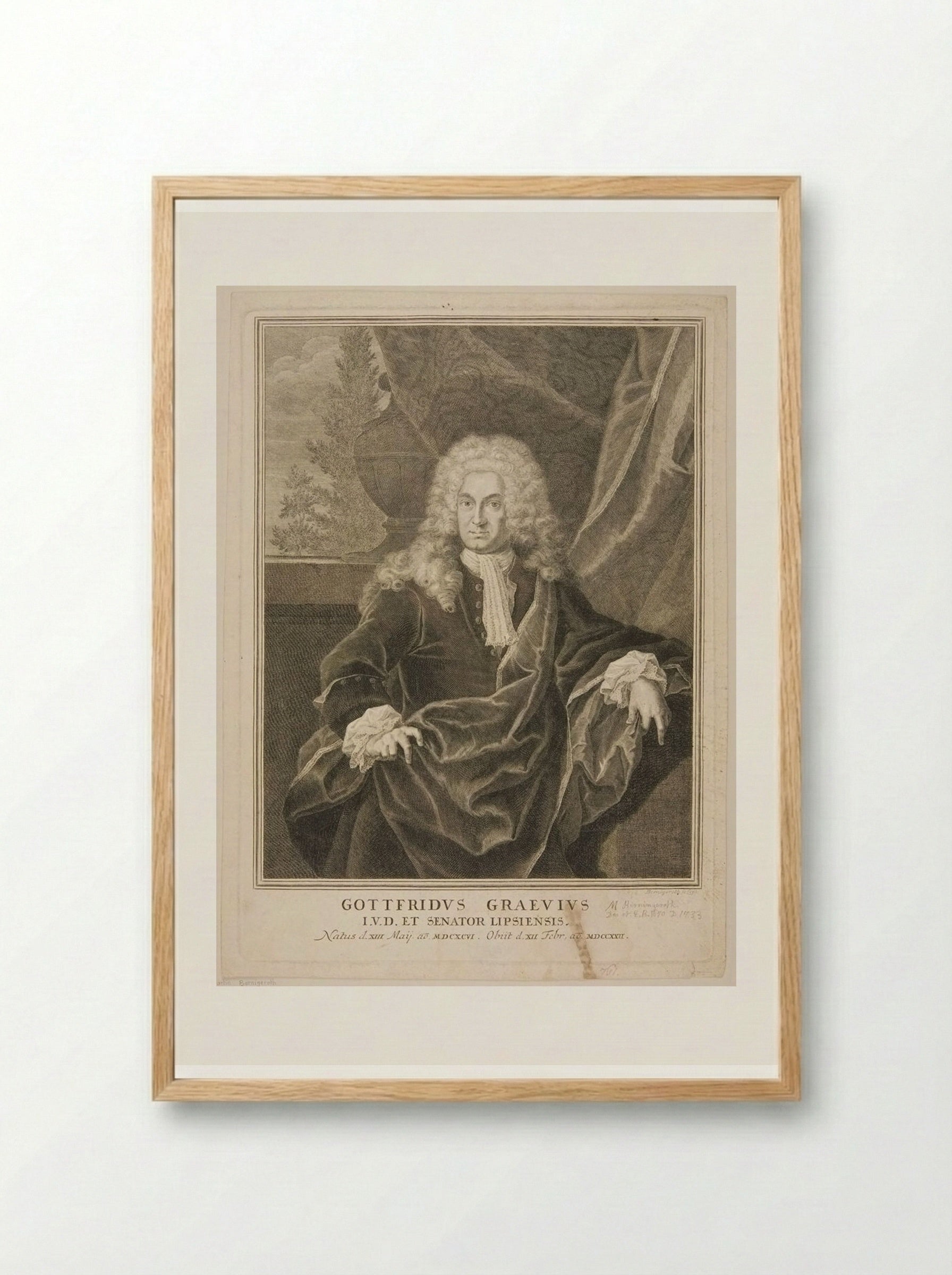 Gottfried Graevius - Johann Martin Bernigeroth - Framed Print Wood